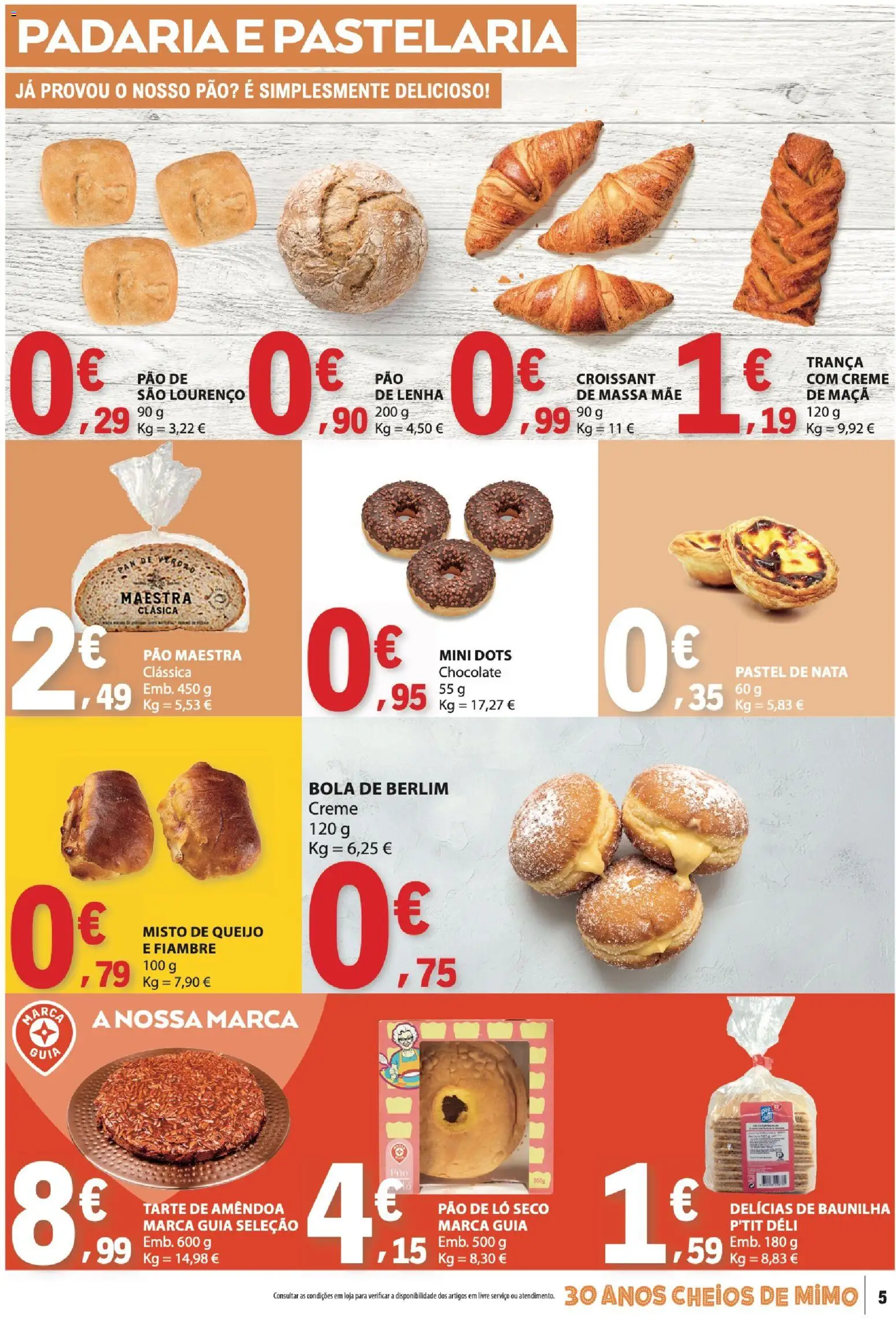 E.Leclerc folheto │ válido de 06/08/2026 | Página: 5 | Produtos: Padaria, Pão, Maça, Nata