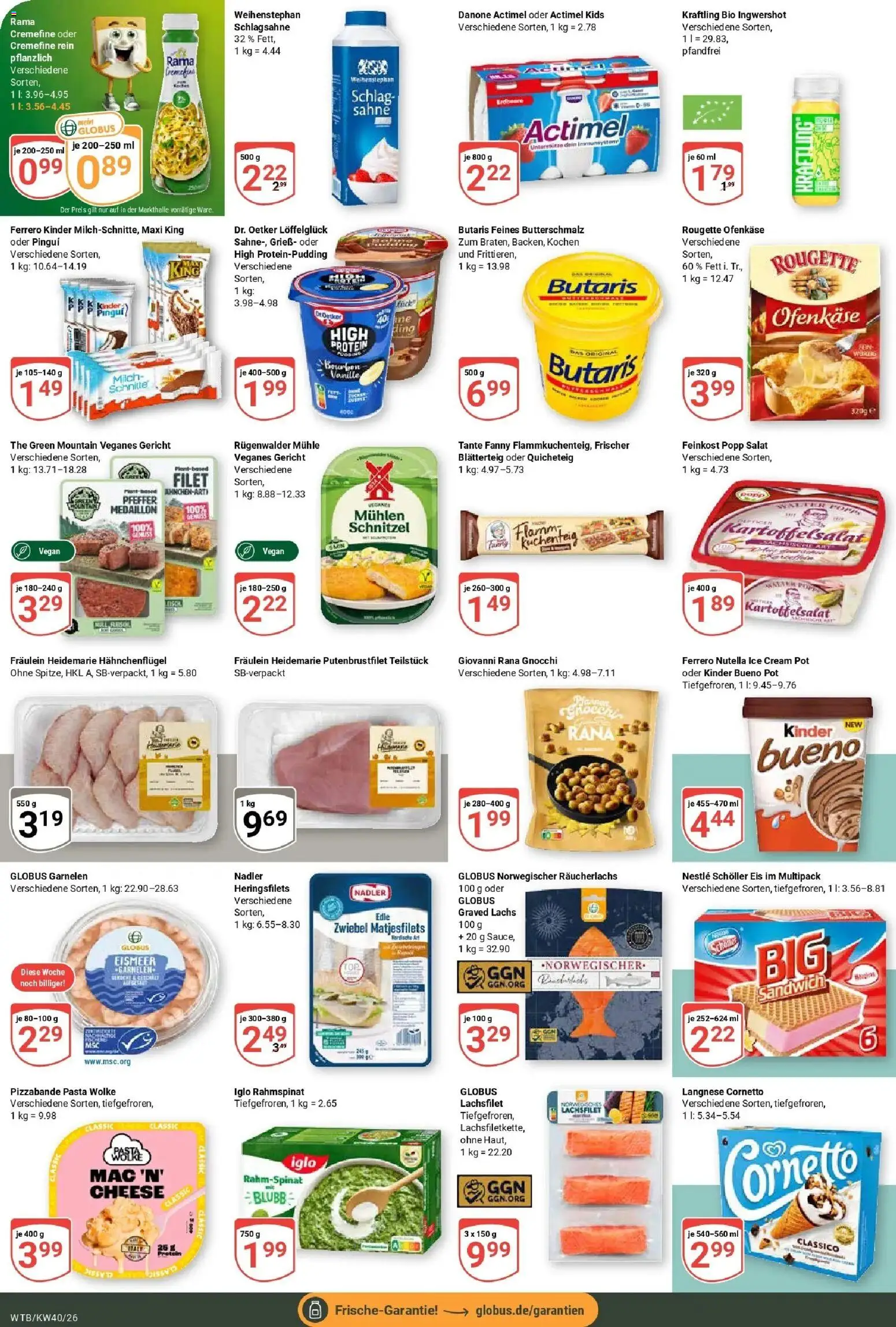 Globus Prospekt Wächtersbach (ab 28.09.2026) » Angebote online | Seite: 13 | Produkte: Gnocchi, Lachs, Pasta, Eis