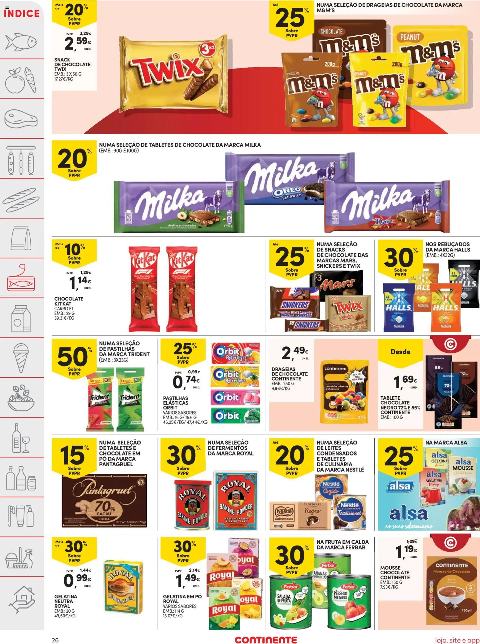 Continente folheto │ válido de 14.04.2026 | Página: 26 | Produtos: Mousse de chocolate, Pó, Rebuçados, Chocolate