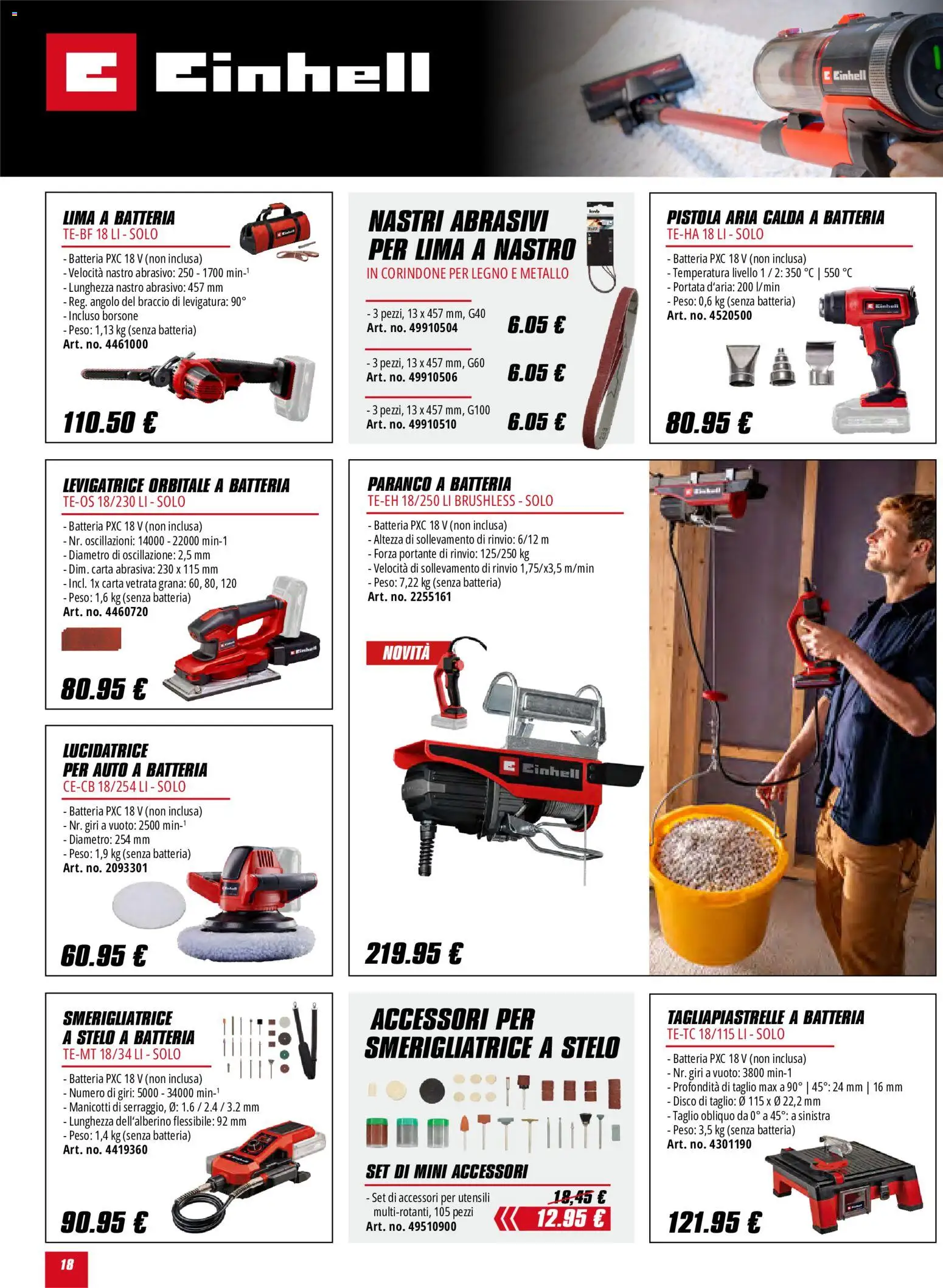 Volantino Einhell del 01.06.2026 | Pagina: 18 | Prodotti: Lima, Borsone, Disco, Smerigliatrice