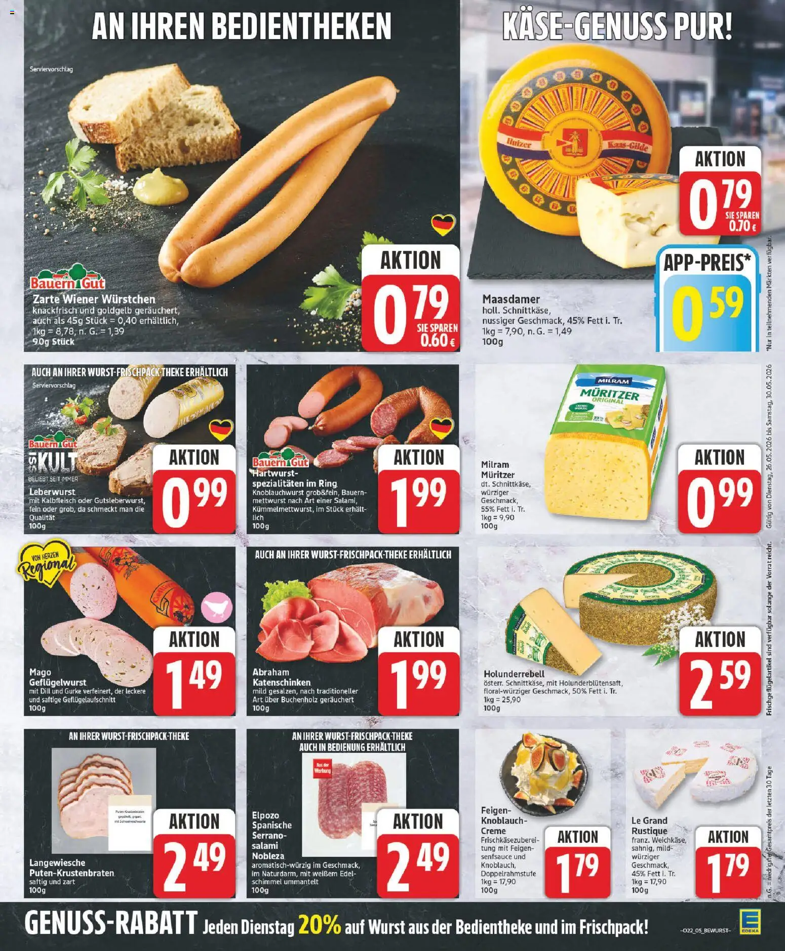 Edeka Prospekt – gültig ab 26.05.2026 | Seite: 5 | Produkte: Theke, Milram, Knoblauch, Salami