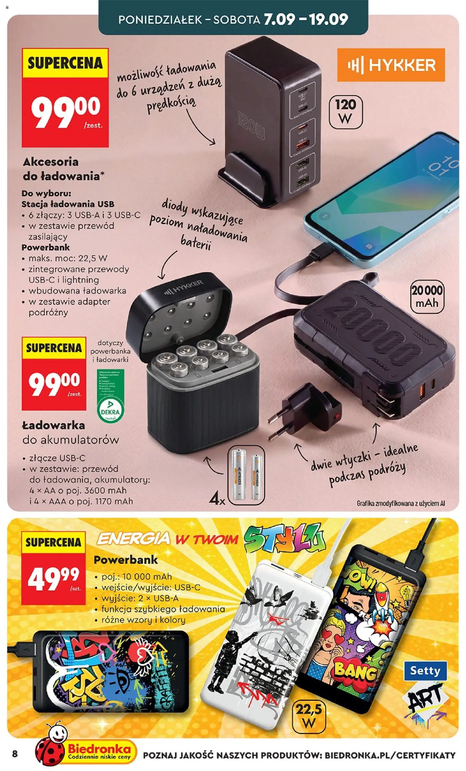 Biedronka Polsko leták - Hity i inspiracje od 05.09.2026 | Strana: 8 | Produkty: Powerbanka, Adaptér, USB