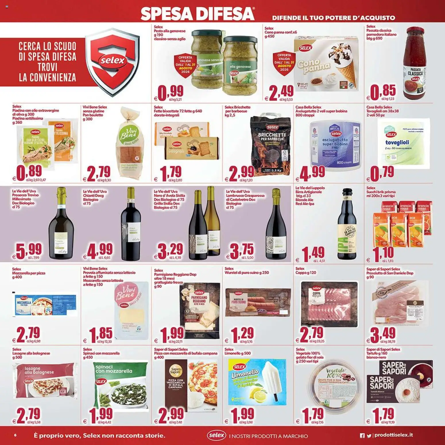 Volantino Elite Supermercati del 31/07/2026 | Pagina: 6 | Prodotti: Prosecco, Mozzarella, Spinaci, Provola
