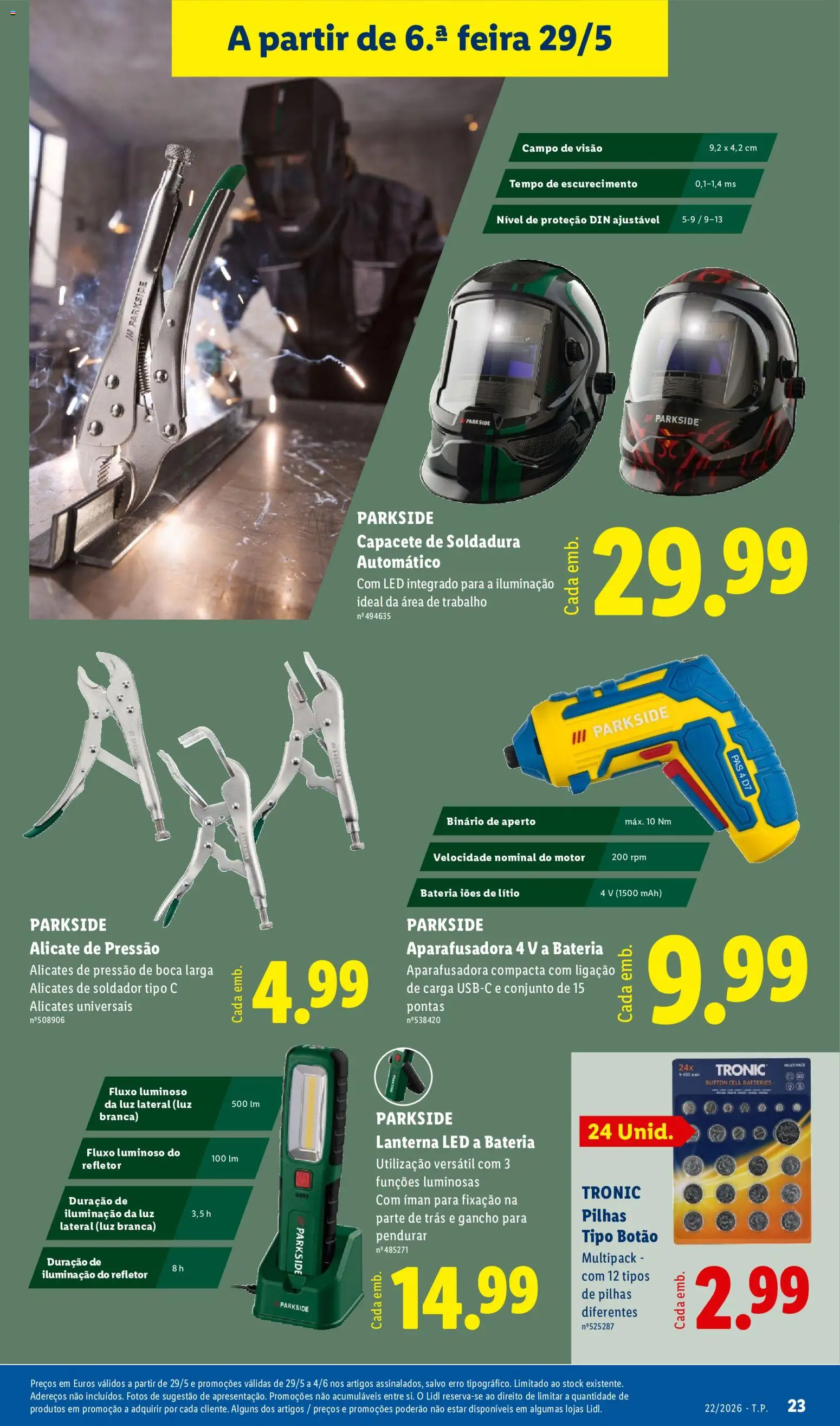 Lidl Novidades │ válido de 25.05.2026 | Página: 23 | Produtos: Alicate, Pilhas, Bateria, Gancho