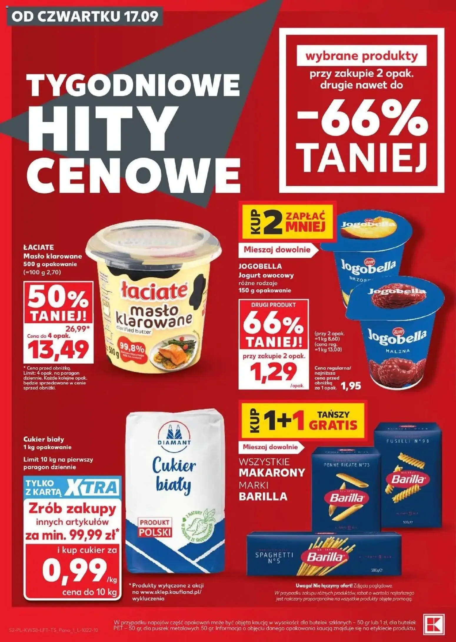 Kaufland gazetka od 17.09.2026 - od jutra PDF | Strona: 2 | Produkty: Klarowane masło, Jogurt owocowy, Cukier biały, Jogurt