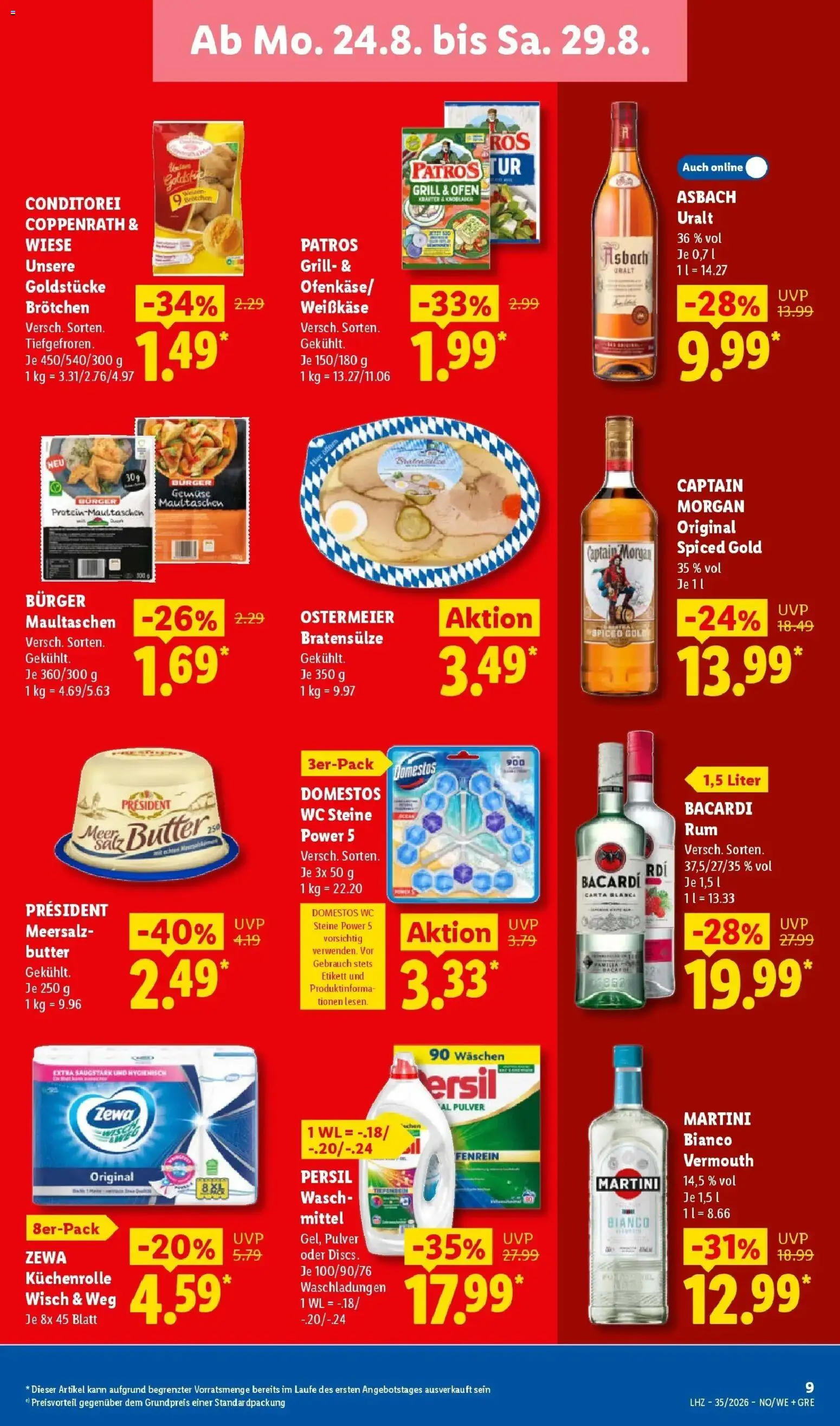 Lidl Prospekt Künzell – gültig ab 24.08.2026 | Seite: 21 | Produkte: Burger, Patros, Gemüse, Küchenrolle