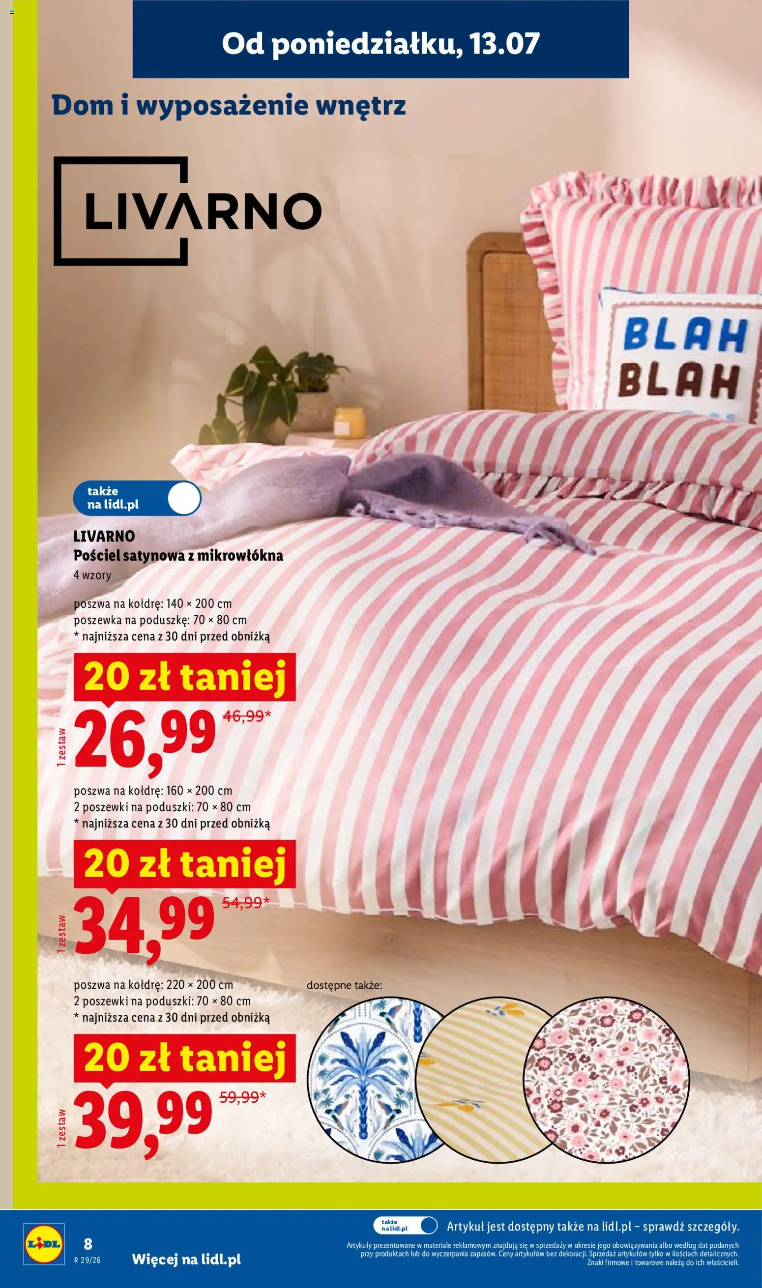 Lidl Katalog od 13.07.2026 | Strona: 8 | Produkty: Pościel, Pościel satynowa, Pościel satynowa z mikrowłókna