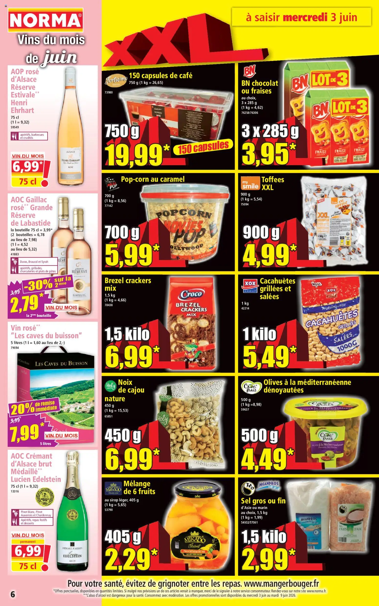 {H1} | Page: 6 | Produits: Popcorn, Sel, Chocolat, Pâtes