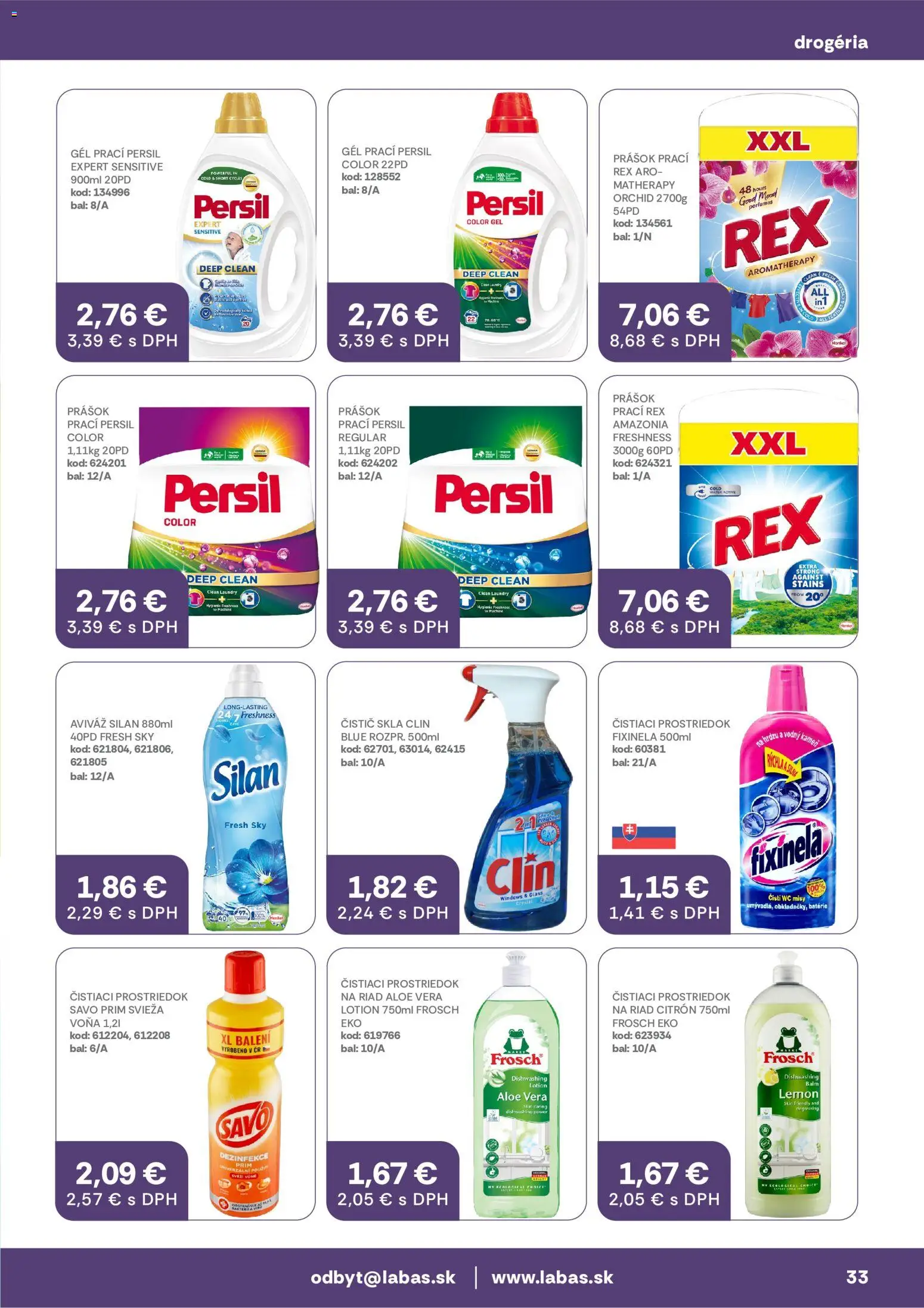 Nové Labaš akcie – leták je platný od 03.07.2026 | Strana: 33 | Produkty: Wc, Silan, Aviváž, Čistiaci prostriedok