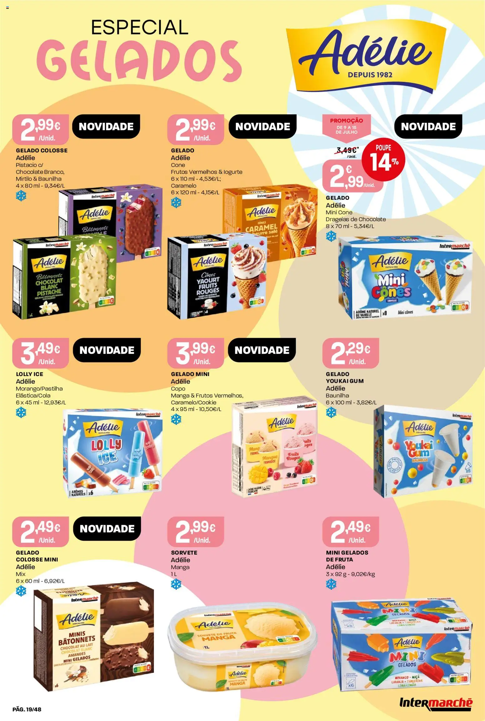 Intermarché folheto │ válido de 09/07/2026 | Página: 19 | Produtos: Gelado, Chocolate, Sorvete