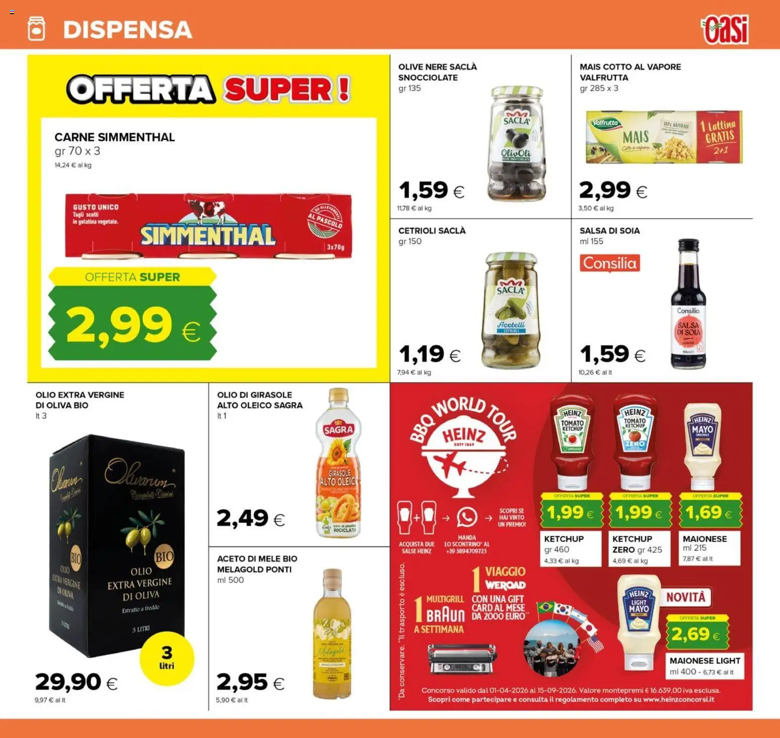 Volantino Oasi del 29/07/2026 | Pagina: 17 | Prodotti: Aceto di mele, Olive, Olio extra vergine, Mais