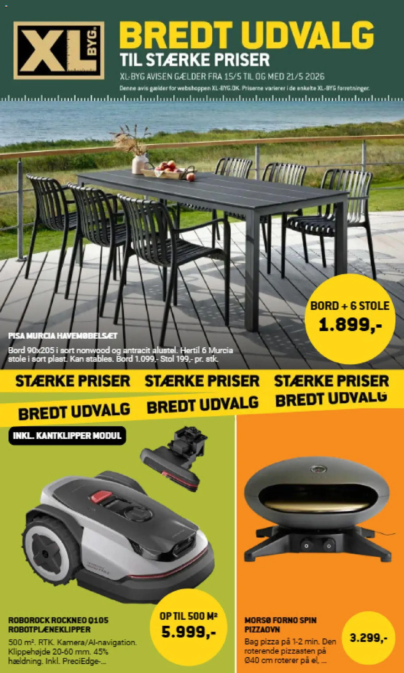 XL-BYG tilbudsavis – gyldig fra 15.05.2026 | Side: 1 | Produkter: Pizza, Bord, Stol