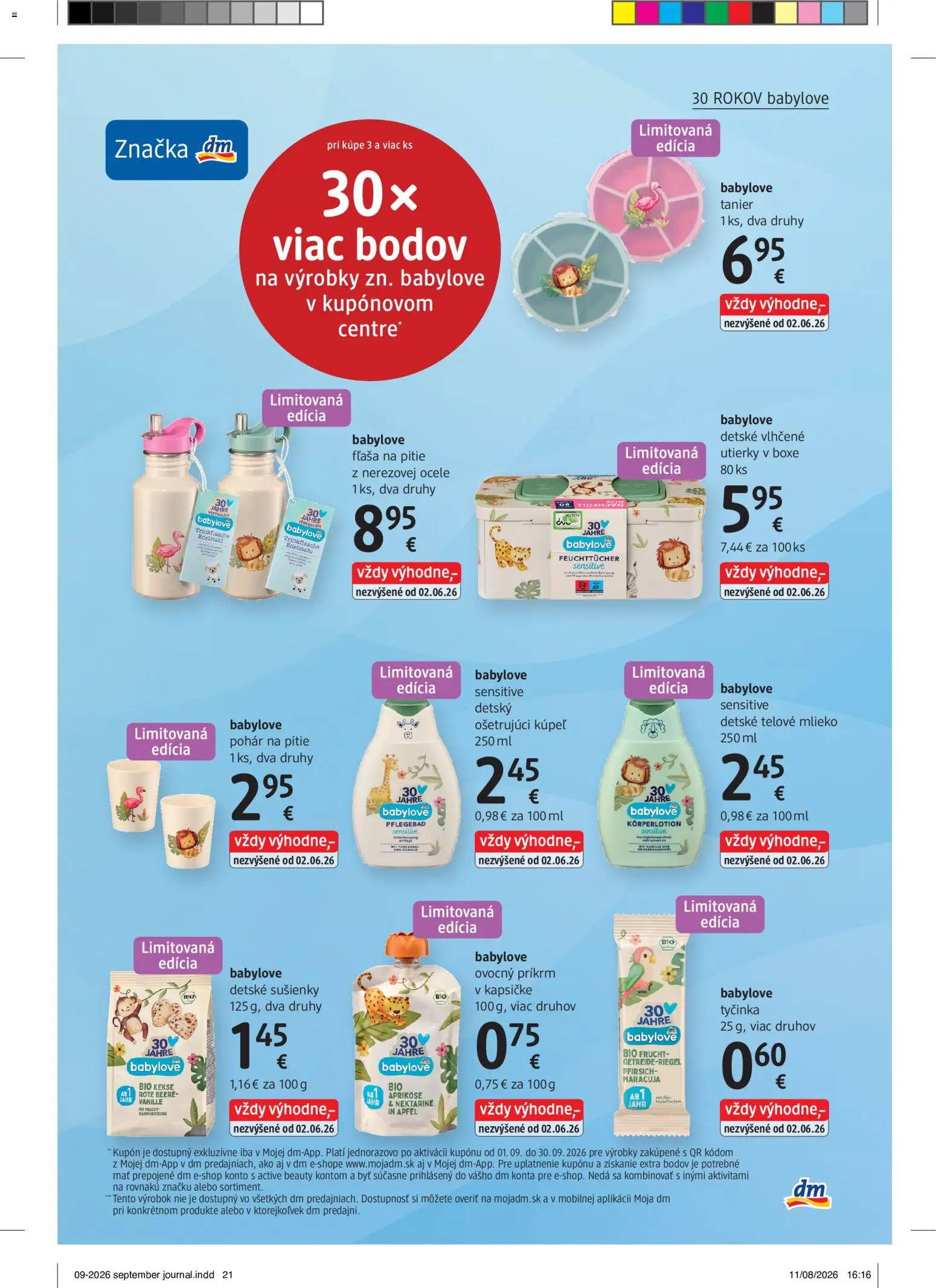 Nové dm drogerie akcie – leták je platný od 01.09.2026 | Strana: 21 | Produkty: Mlieko, Sušienky, Telové mlieko, Utierky