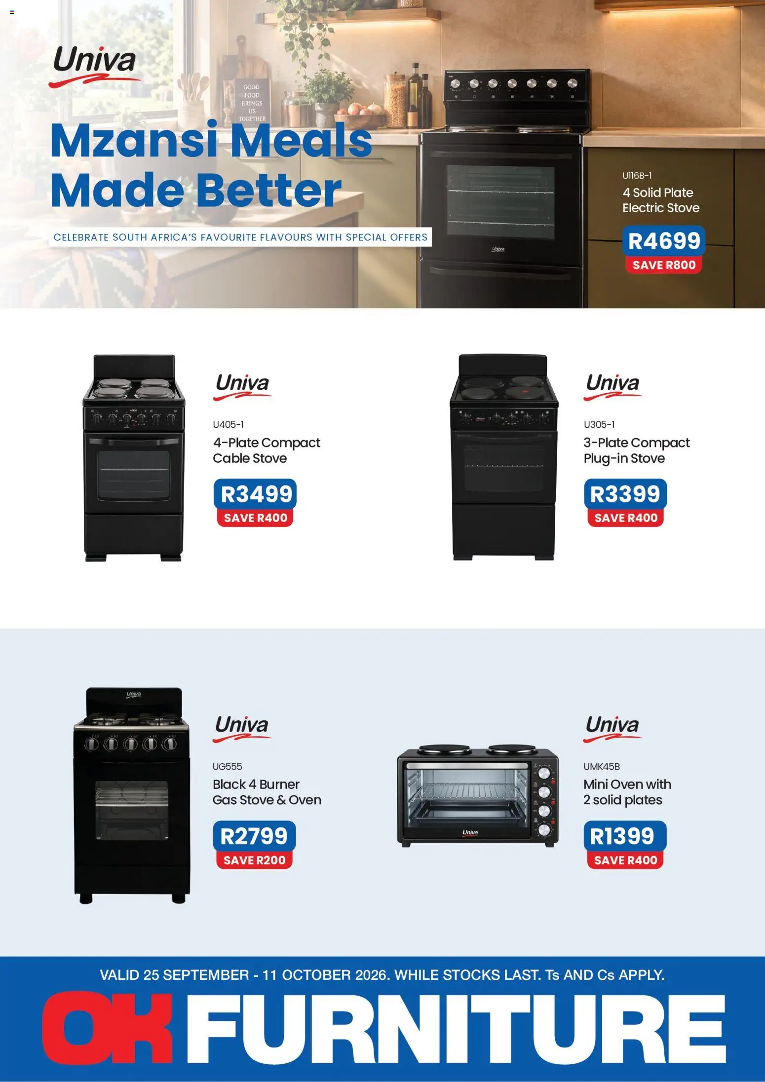 New OK Furniture catalogue – valid from 25/09/2026 | Page: 1 | Products: Cable, Stove, Plate, Gas stove