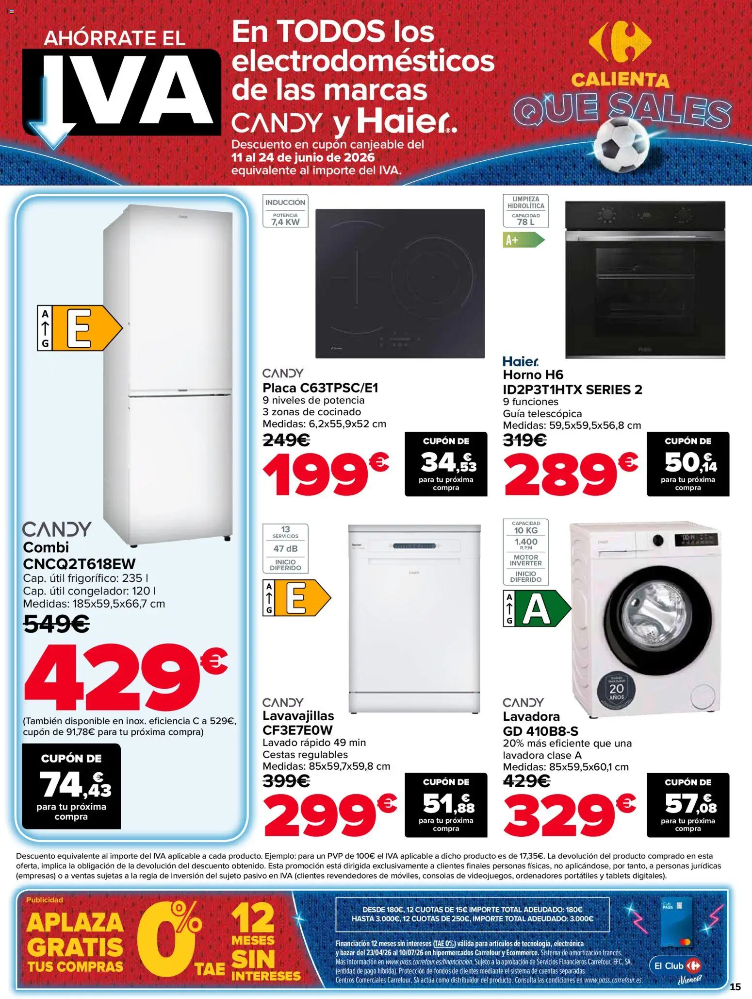 Carrefour folleto │ válido desde el 01.06.2026 | Página: 15 | Productos: Congelador, Lavadora, Horno, Combi