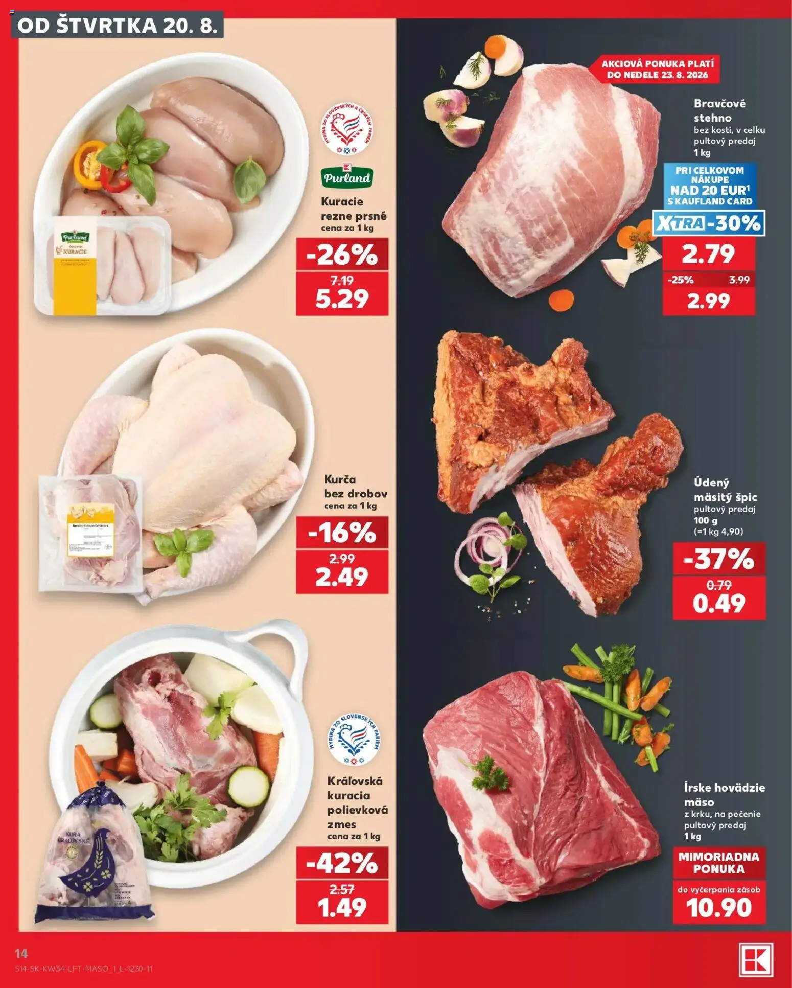 Nové Kaufland akcie – leták je platný od 20.08.2026 | Strana: 14 | Produkty: Mäso, Kurča, Rezne, Hydina