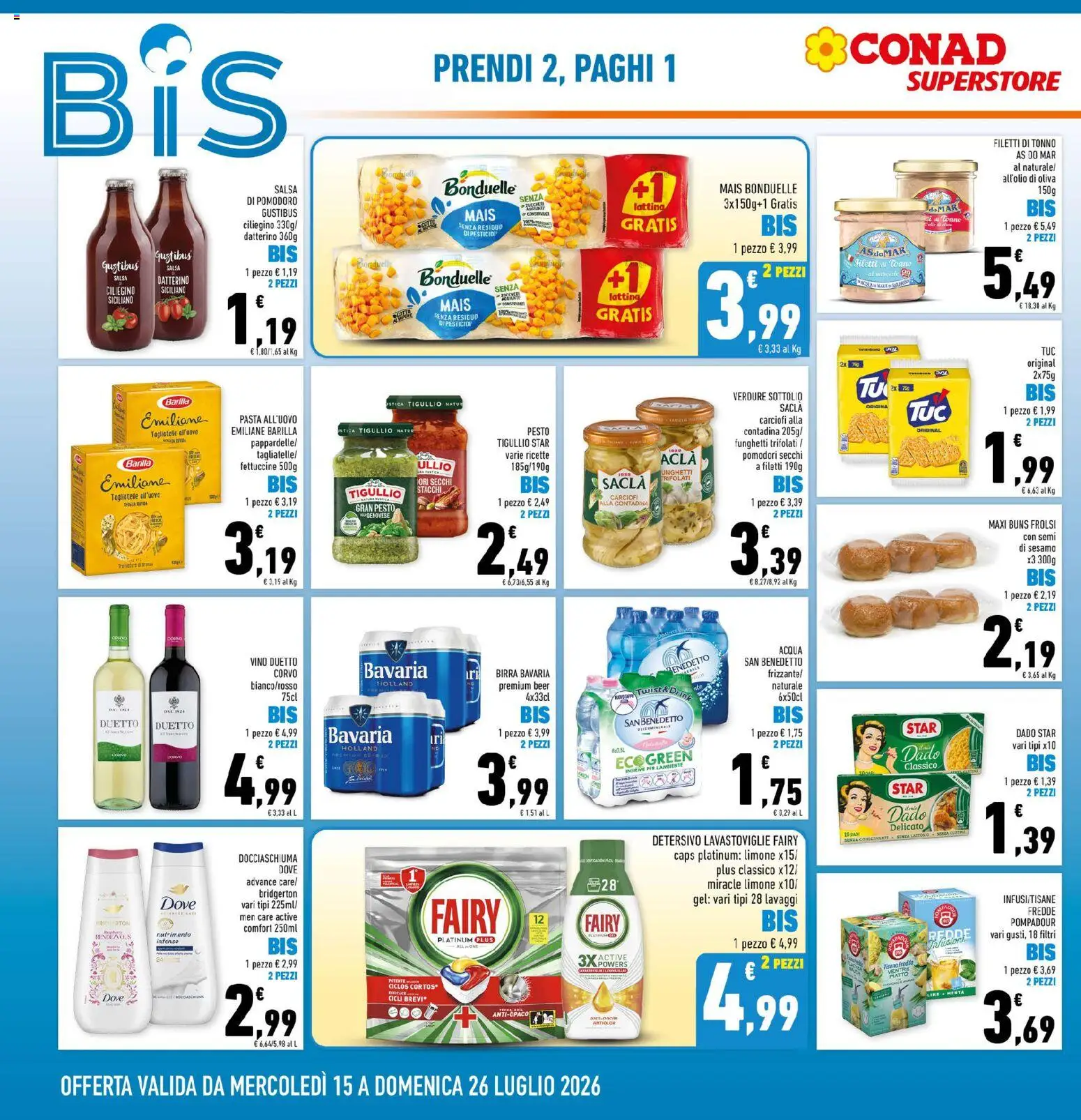 Volantino Conad del 15/07/2026 | Pagina: 4 | Prodotti: Pasta, Carciofi, Crackers, Menta