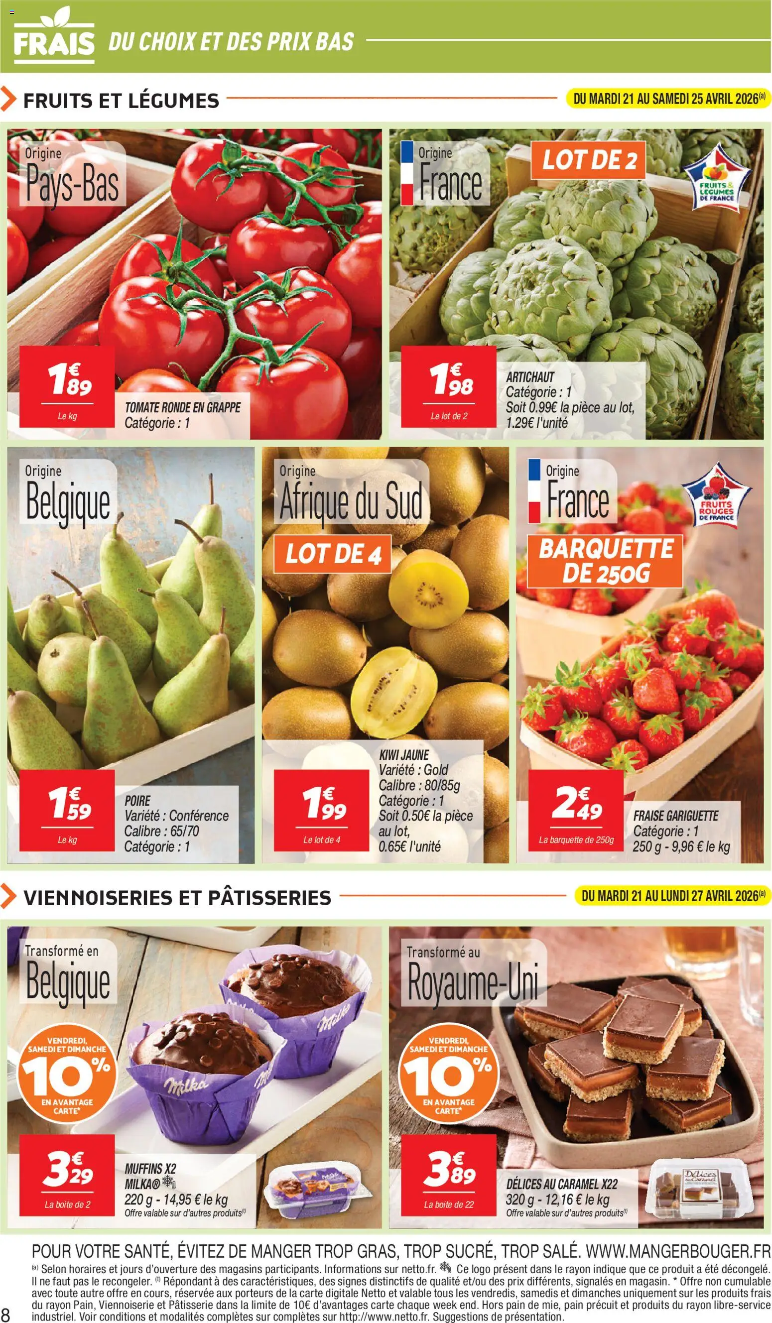 {H1} | Page: 8 | Produits: Fraise, Poire, Viennoiseries, Kiwi