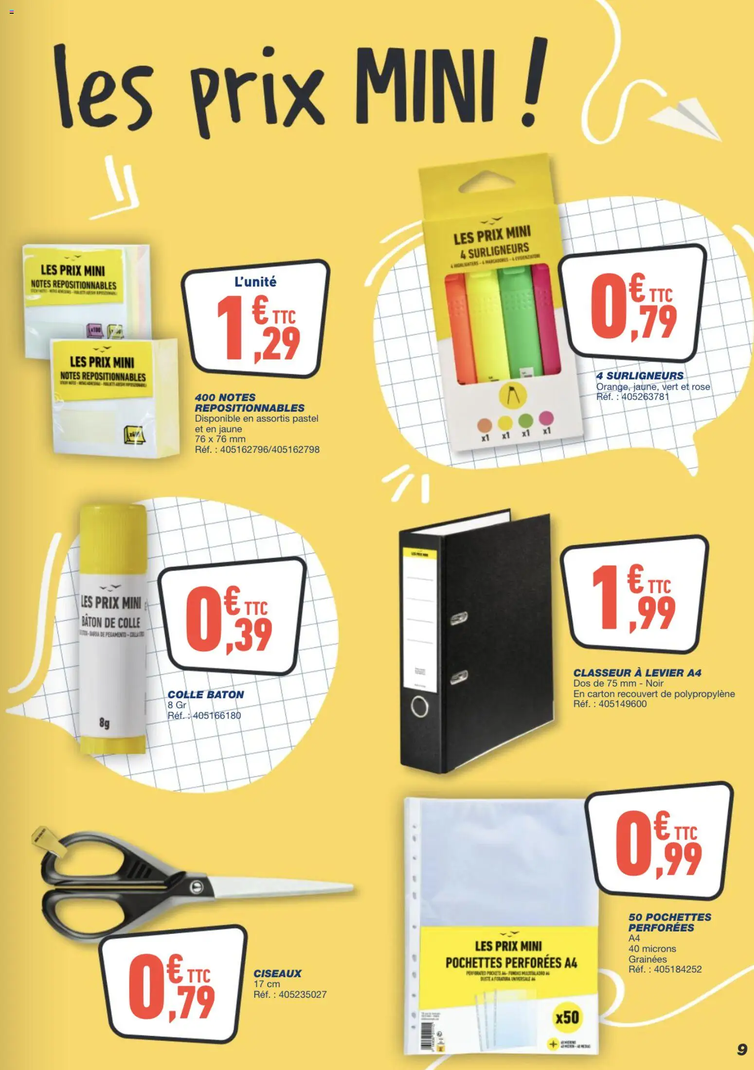 {H1} | Page: 9 | Produits: Colle, Ciseaux