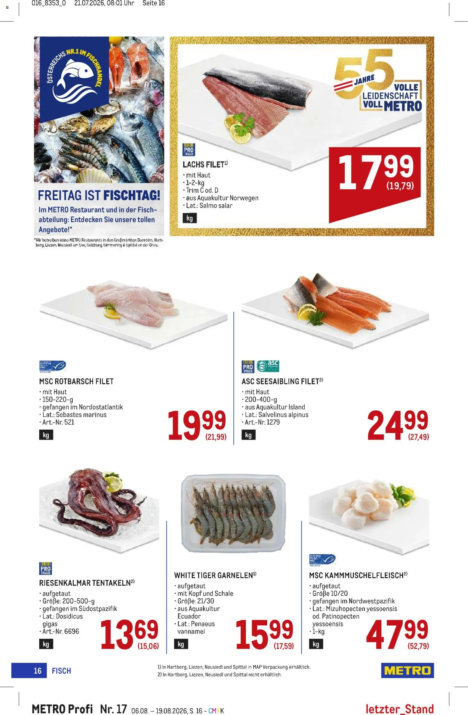 Metro angebote Profi gültig ab 06.08.2026 | Seite: 16 | Produkte: Uhr, Fisch