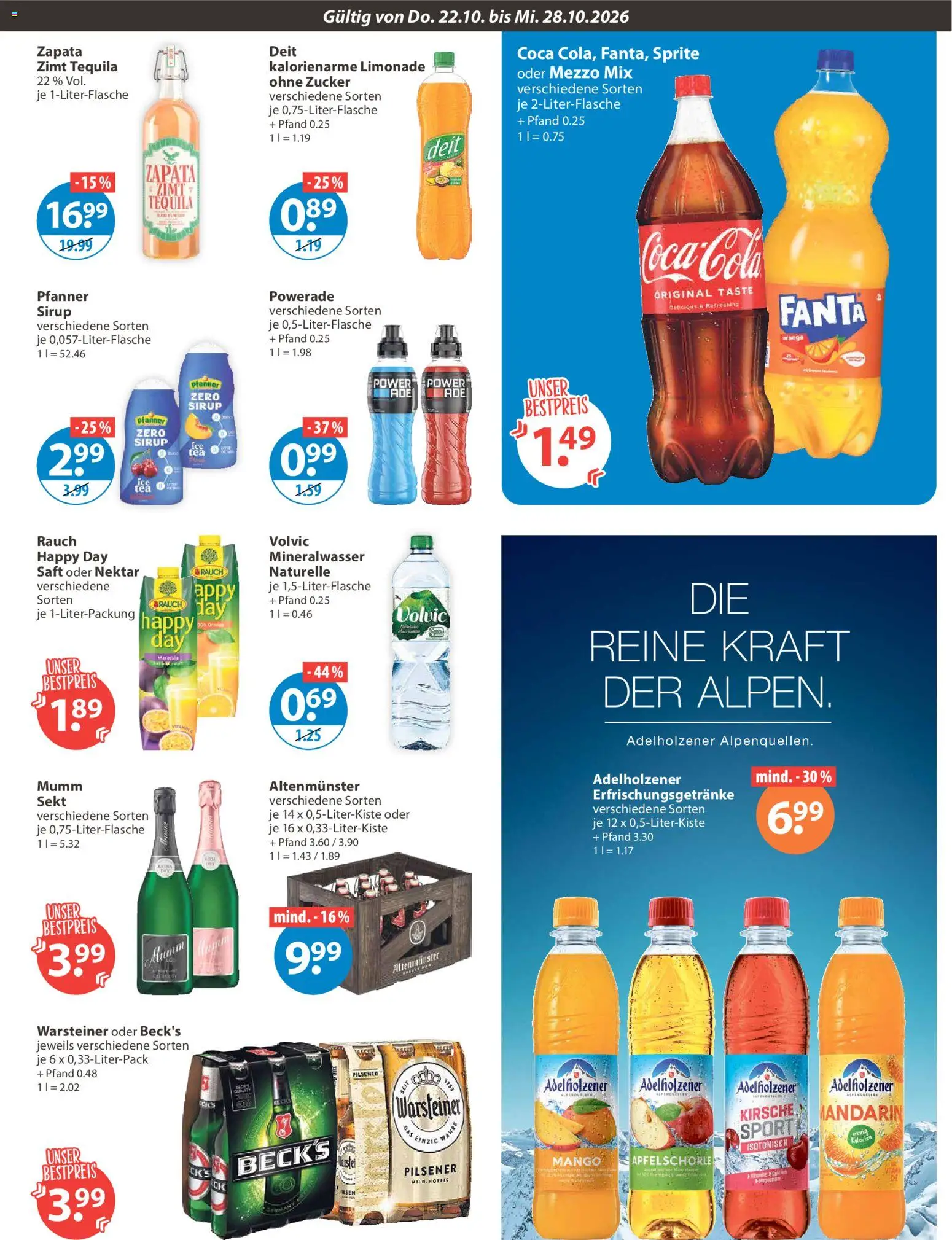 V-Markt Angebote – gültig ab 22.10.2026 | Seite: 11 | Produkte: Adelholzener, Mineralwasser, Warsteiner, Mango