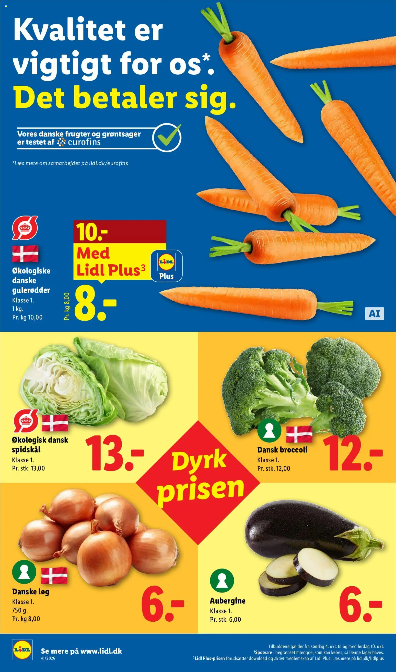 Lidl tilbudsavis – gyldig fra 04/10/2026 | Side: 4 | Produkter: Gulerødder, Løg, Spidskål, Søm