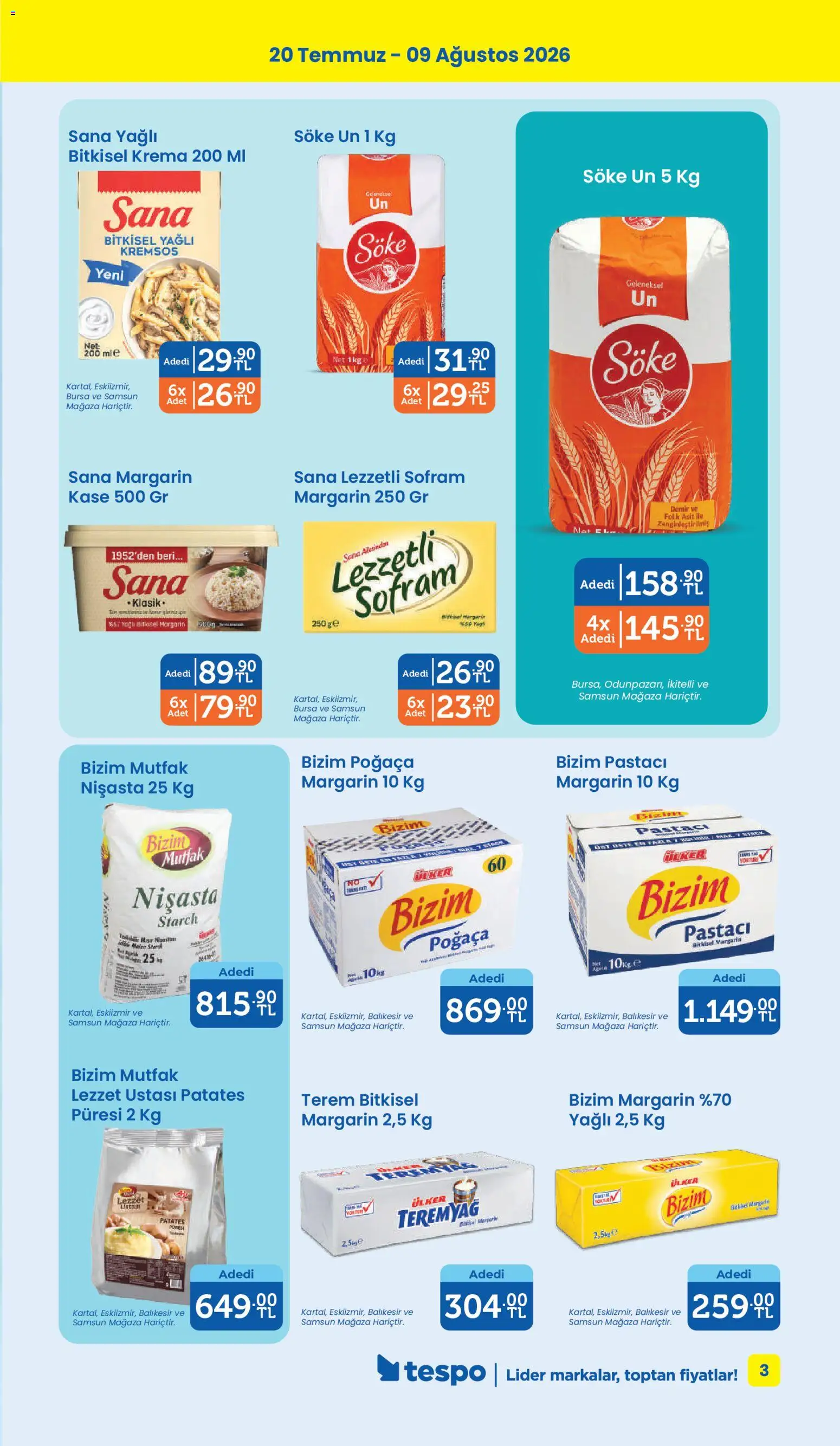 Tespo Katalog - 20 Temmuz 2026 tarihinden itibaren geçerlidir | Sayfa: 3 | Ürünler: Kaşe, Krema, Patates, Fan