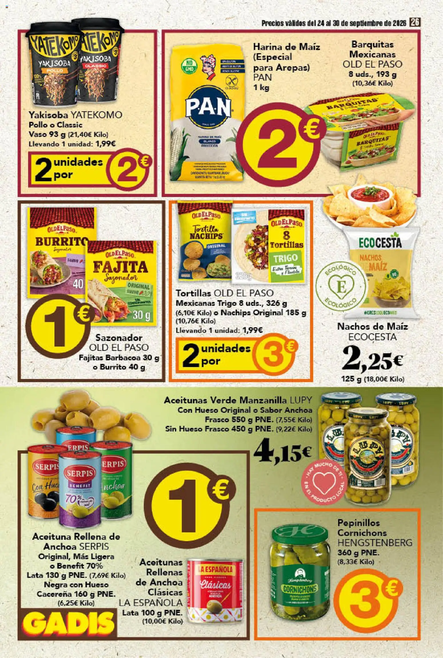 Gadis folleto │ válido desde el 24/09/2026 | Página: 26 | Productos: Tortillas, Harina, Sazonador, Pollo