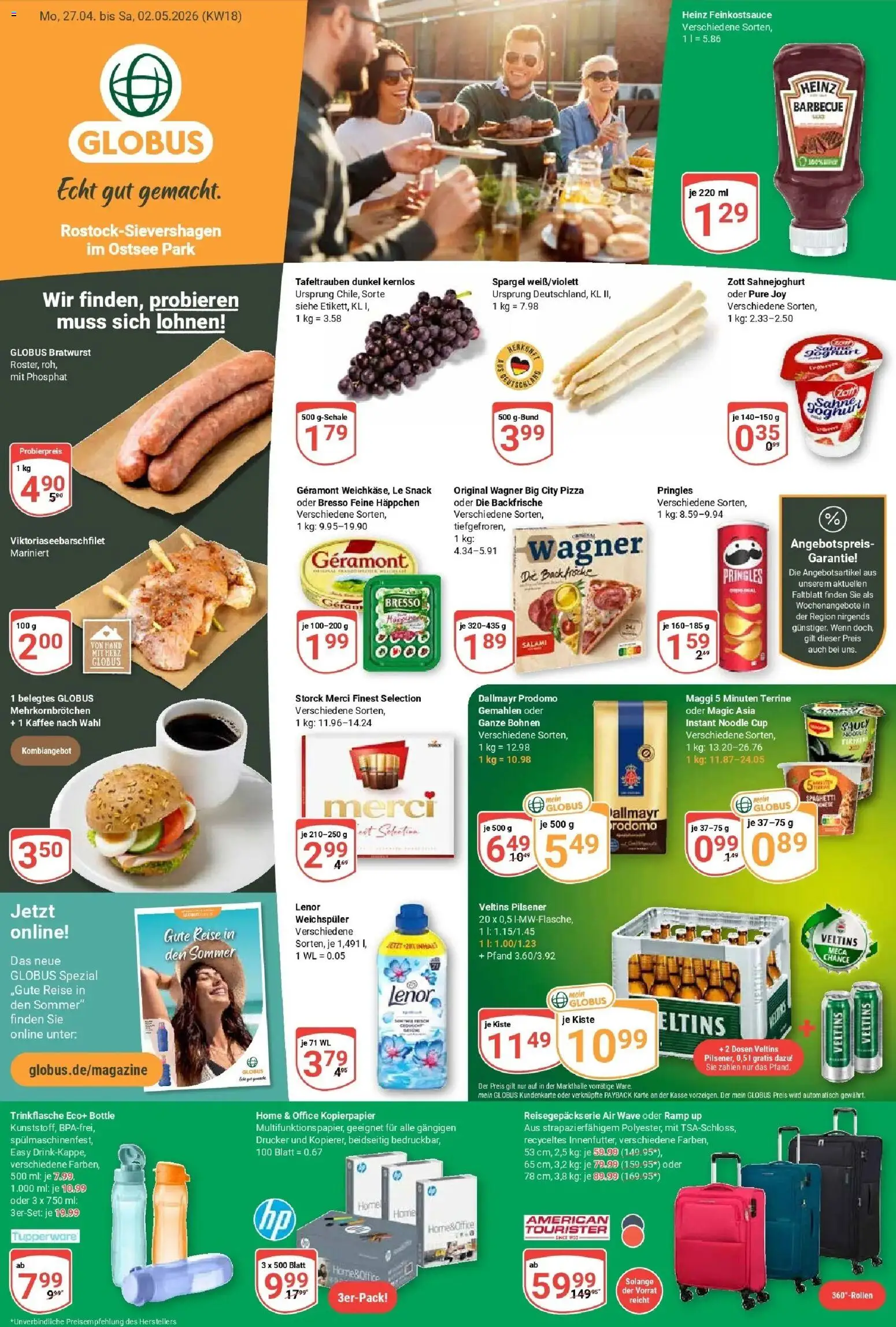 Globus Prospekt Lambrechtshagen	 – gültig ab 27.04.2026 | Seite: 3 | Produkte: Bratwurst, Bresso, Weichspüler, Pizza