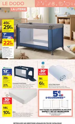 Carrefour - Prévisualisation de Lit parapluie Sweet Dreams, De la naissance à 3 ans (jusqu'à 15kg). Tissu 100% polyester. 2 côtés filet. Ultraléger et facile à transporter avec sa housse. Pliage parapluie instantané. Livré avec matelas. Dimension couchage : 60 x 120 cm. Bleu ou gris valide à partir de 15/09/2026 | Page: 24 | Produits: Lit parapluie, Sac, Sac de transport, Matelas