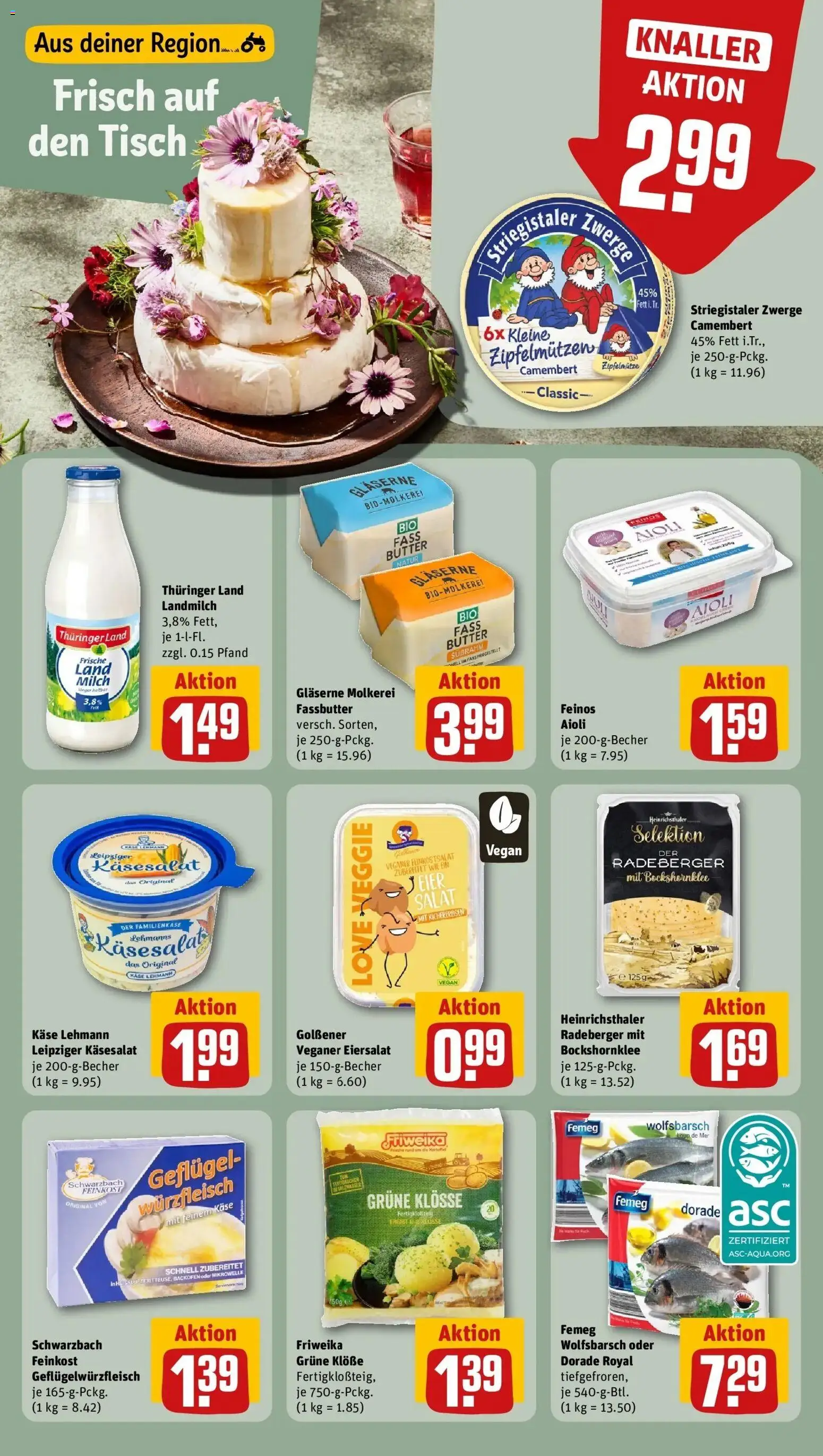 REWE Prospekt ab 12.10.2026 zum Blättern » Angebote | Seite: 19 | Produkte: Dorade, Milch, Käse, Tisch