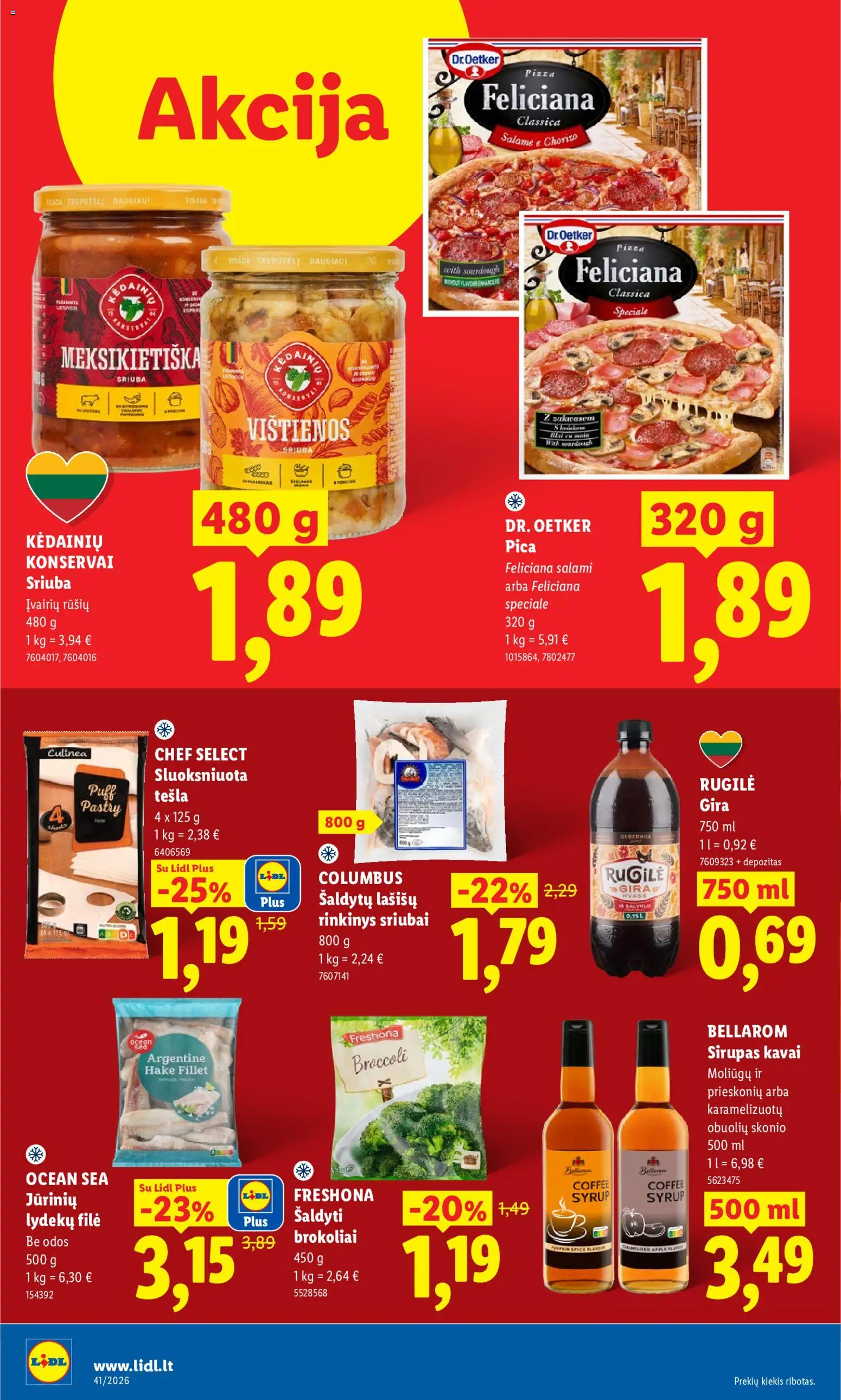 LIDL akcijos nuo 2026.10.05 | Puslapis: 16 | Prekių: Vištienos, Konservai, Pica, Sirupas