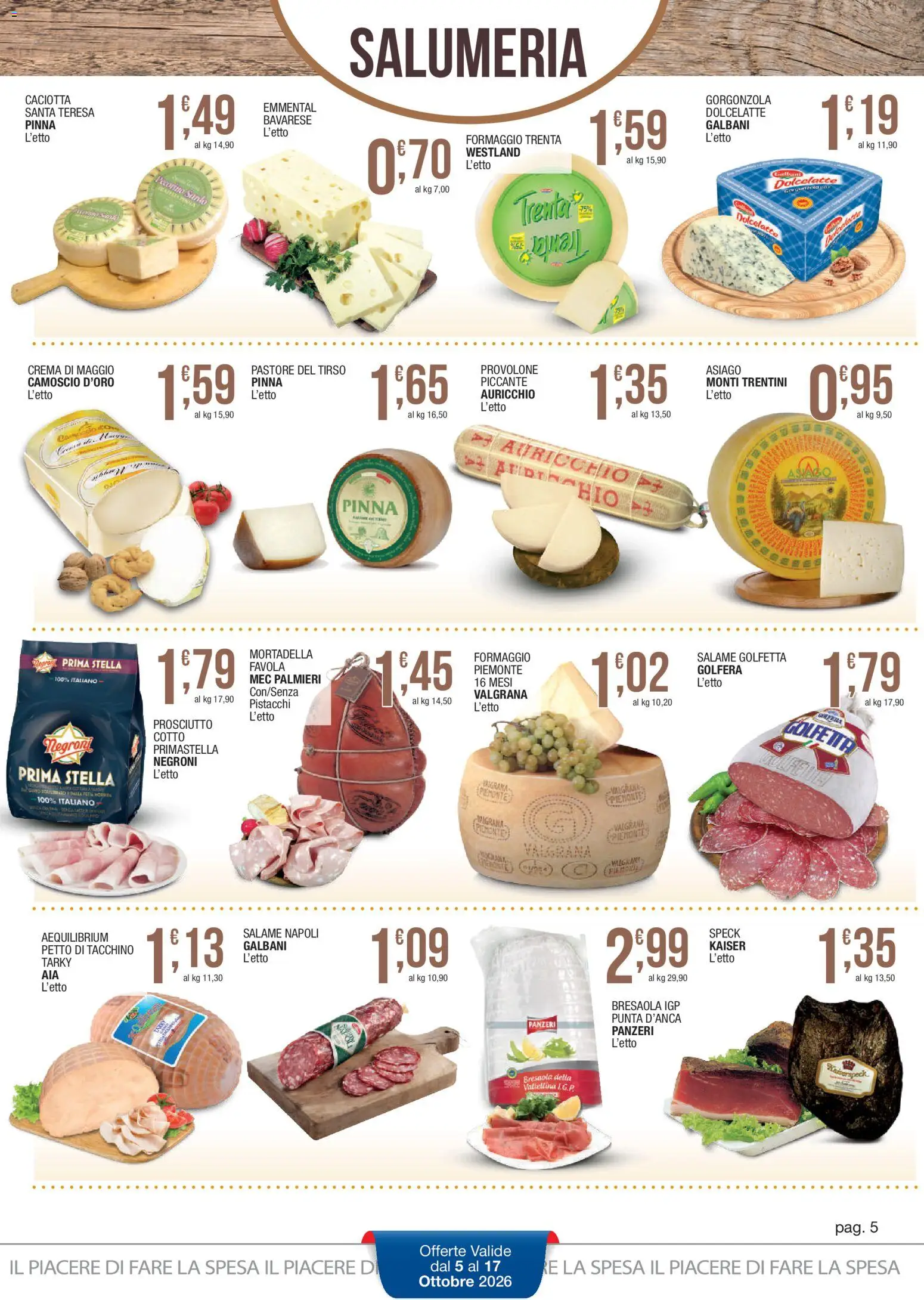 Volantino Sidis del 05/10/2026 | Pagina: 5 | Prodotti: Salame, Petto di tacchino, Pistacchi, Kaiser