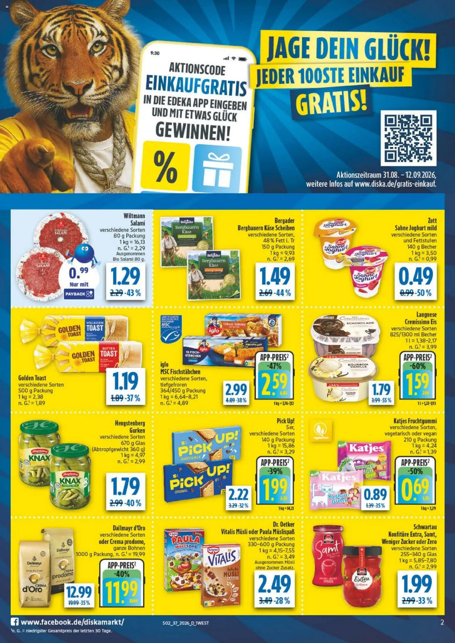 Diska - Diska Angebote Bayern KW37 – gültig ab 02.09.2026 | Seite: 2 | Produkte: Langnese, Butter, Fischstabchen, Eis