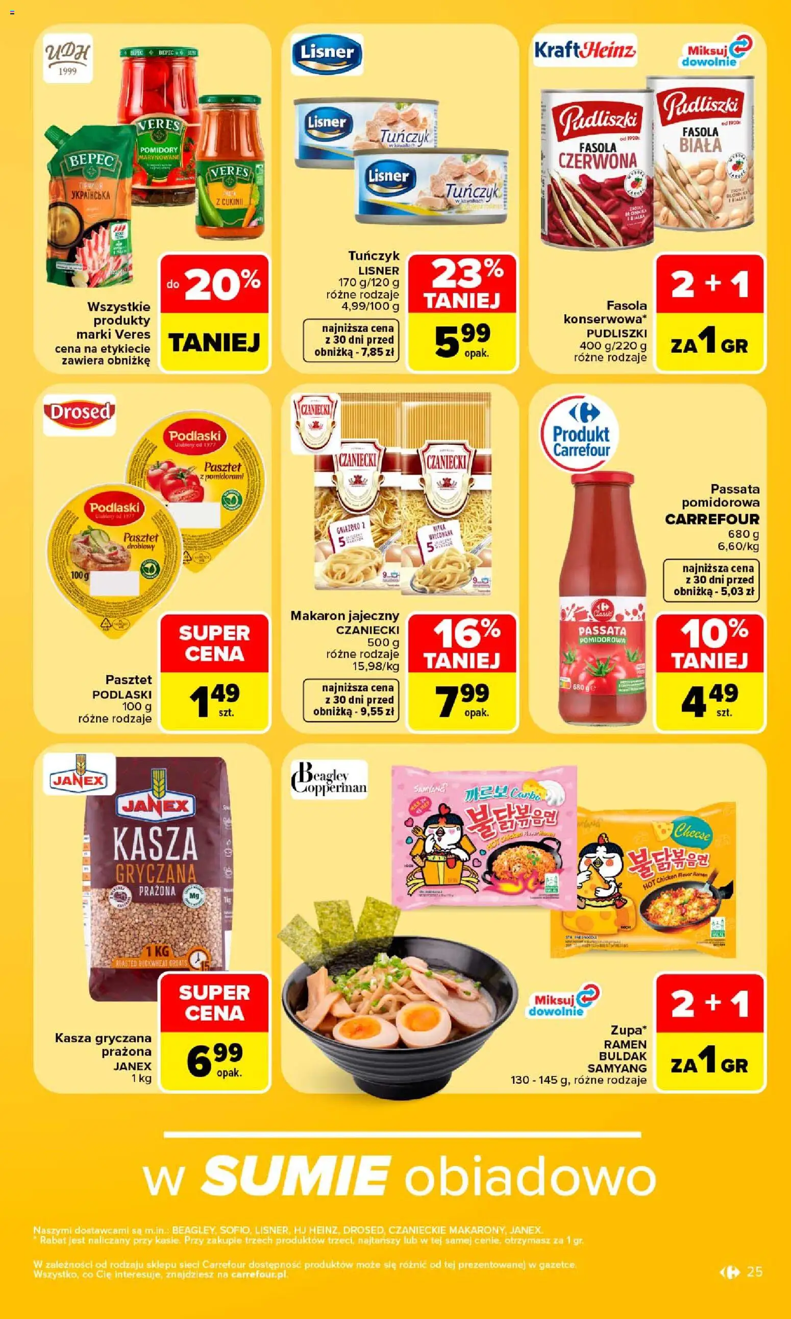 Carrefour gazetka od 24.08.2026 | Strona: 27 | Produkty: Kasza gryczana, Makaron jajeczny, Tuńczyk, Passata