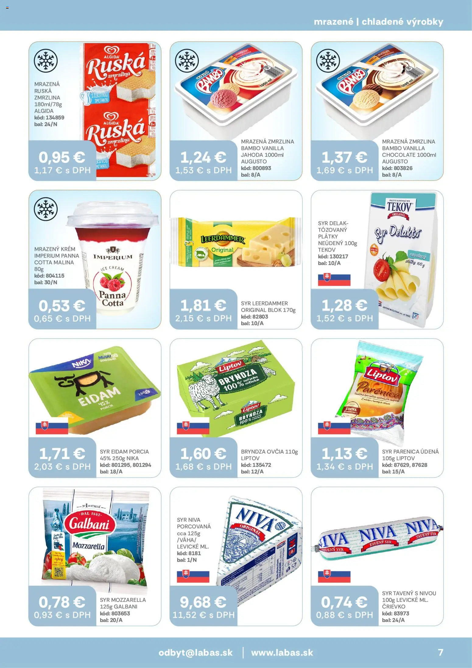 Nové Labaš akcie – leták je platný od 11.09.2026 | Strana: 7 | Produkty: Syr, Eidam, Niva, Tavený syr