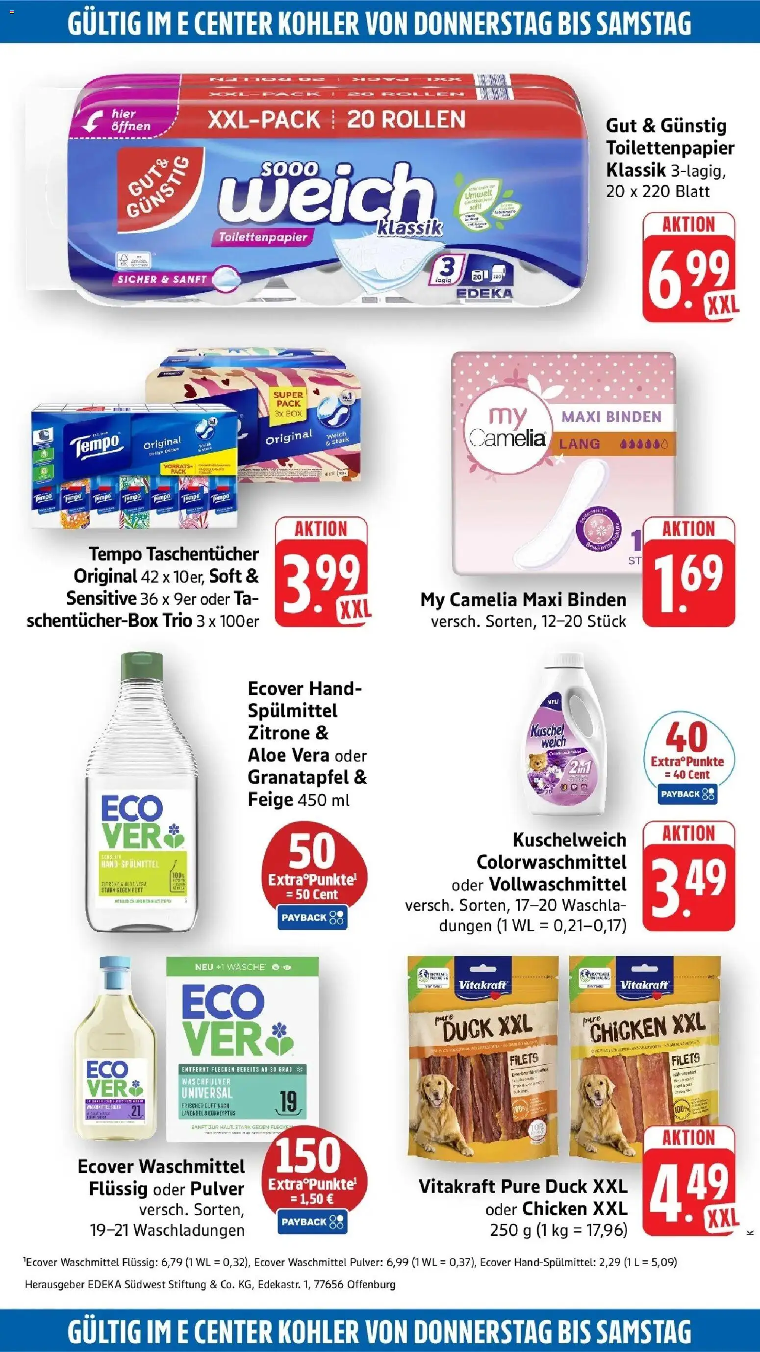 E center Prospekt Kehl (ab 19.10.2026) zum Blättern | Seite: 65 | Produkte: Taschentücher, Kuschelweich, Tempo, Toilettenpapier