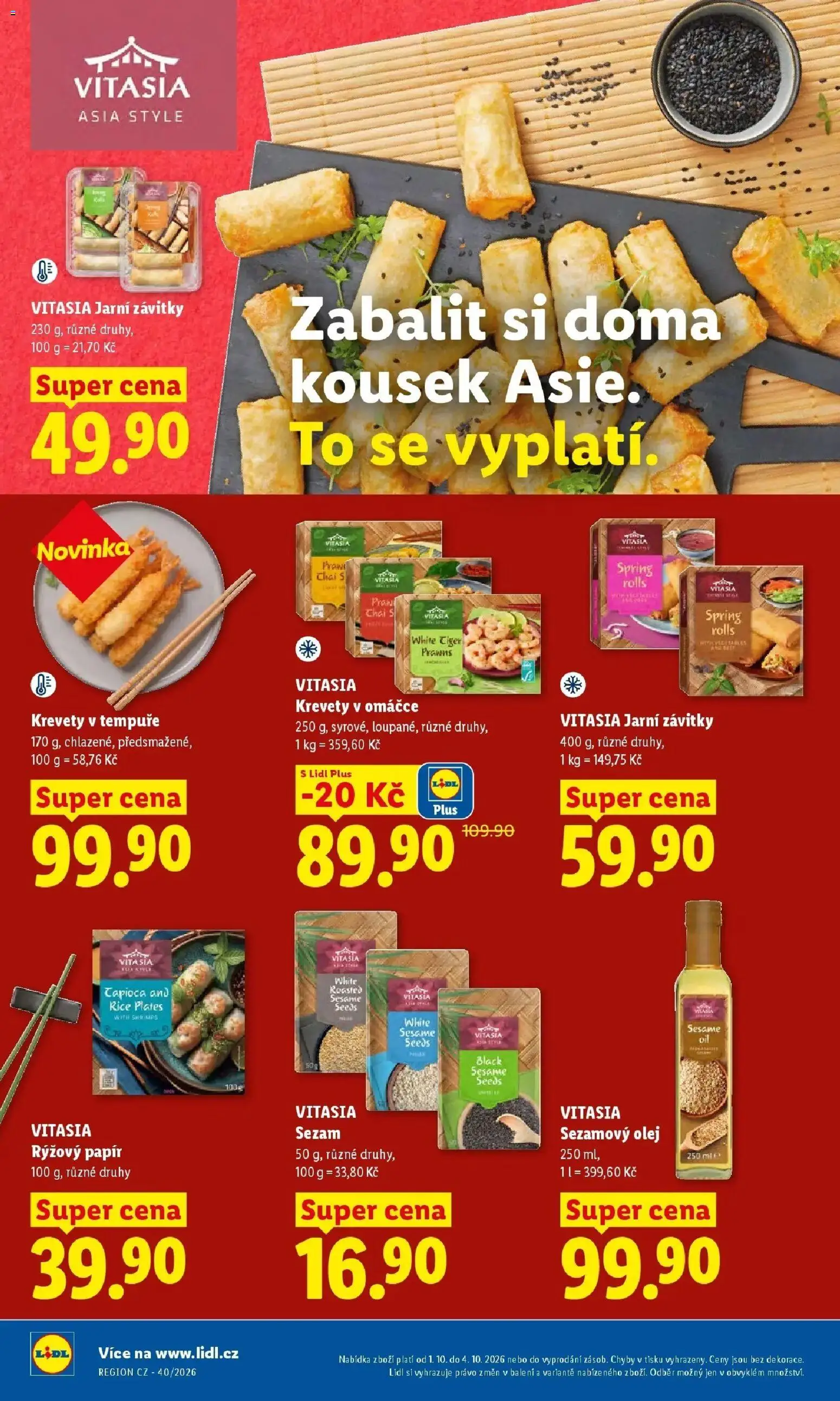 Lidl leták od 01.10.2026 - Nový akční leták | Strana: 20 | Produkty: Rýžový papír, Olej, Sezam, Krevety