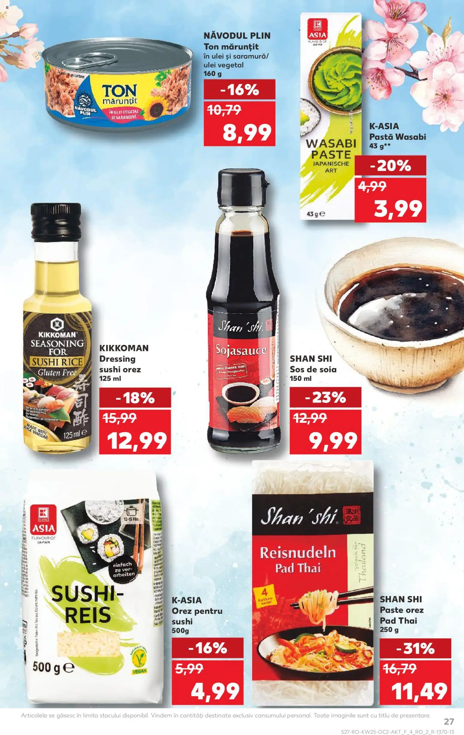 Noul catalog Kaufland – valabil de la 17.06.2026 | Pagină: 27 | Produse: Sushi, Ulei, Noodles, Paste