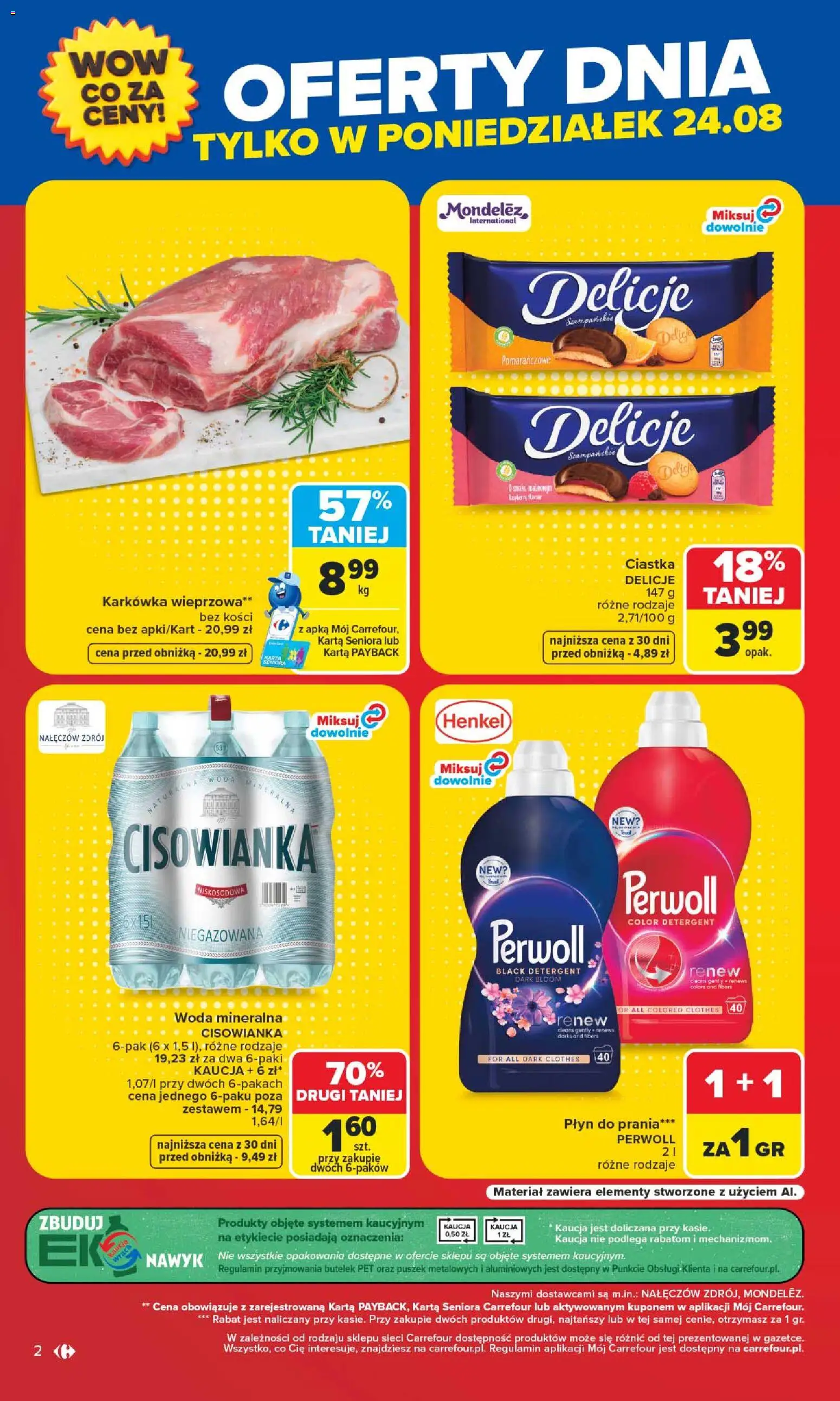 Carrefour gazetka - Warszawa od 24.08.2026 | Strona: 2 | Produkty: Karta, Perwoll, Ciastka, Detergent
