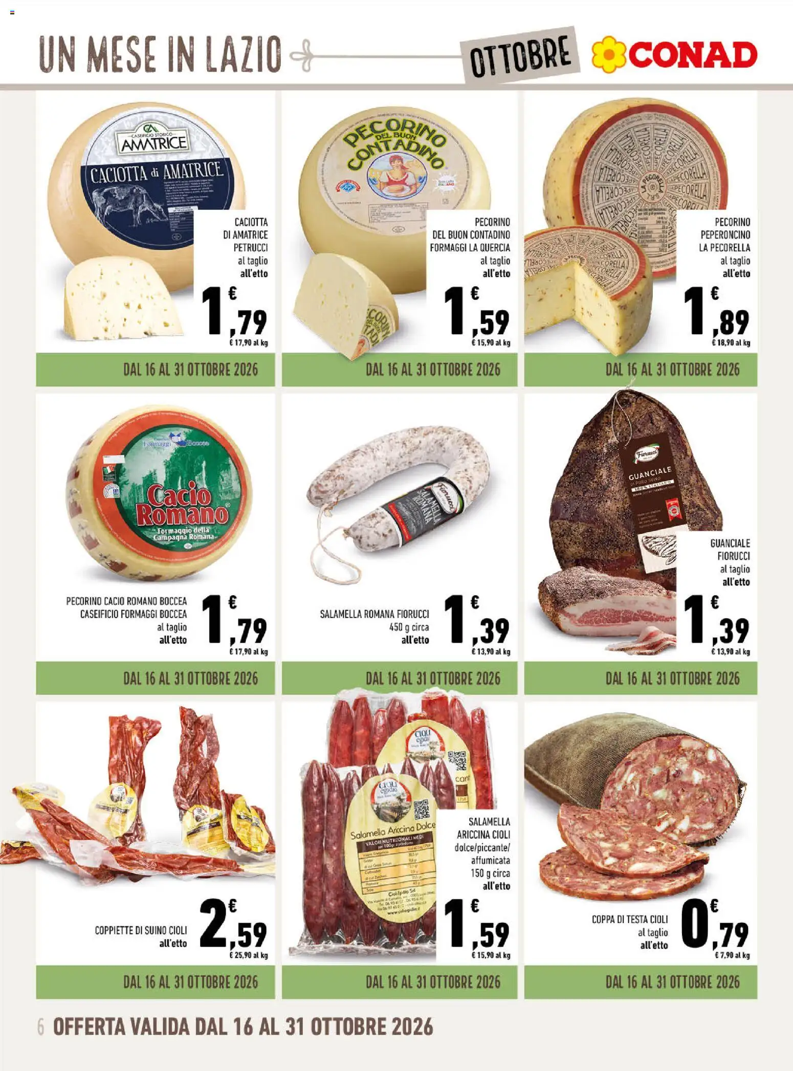 Volantino Spazio Conad del 30/09/2026 | Pagina: 6 | Prodotti: Salamella, Suino, Formaggio, Peperoncino