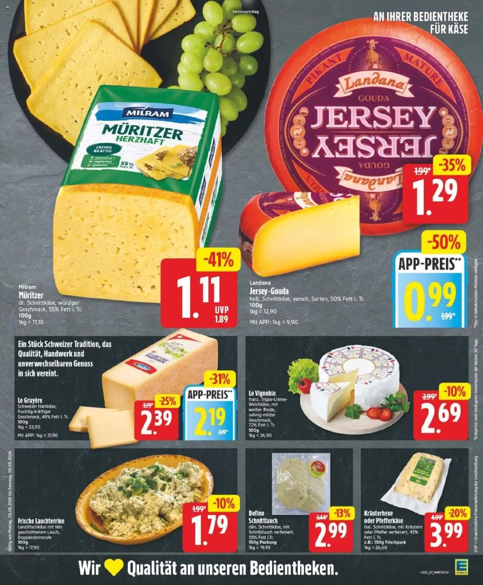 Edeka Prospekt Bremen – gültig ab 03.08.2026 | Seite: 7 | Produkte: Käse, Gouda, Milram, Pfeffer