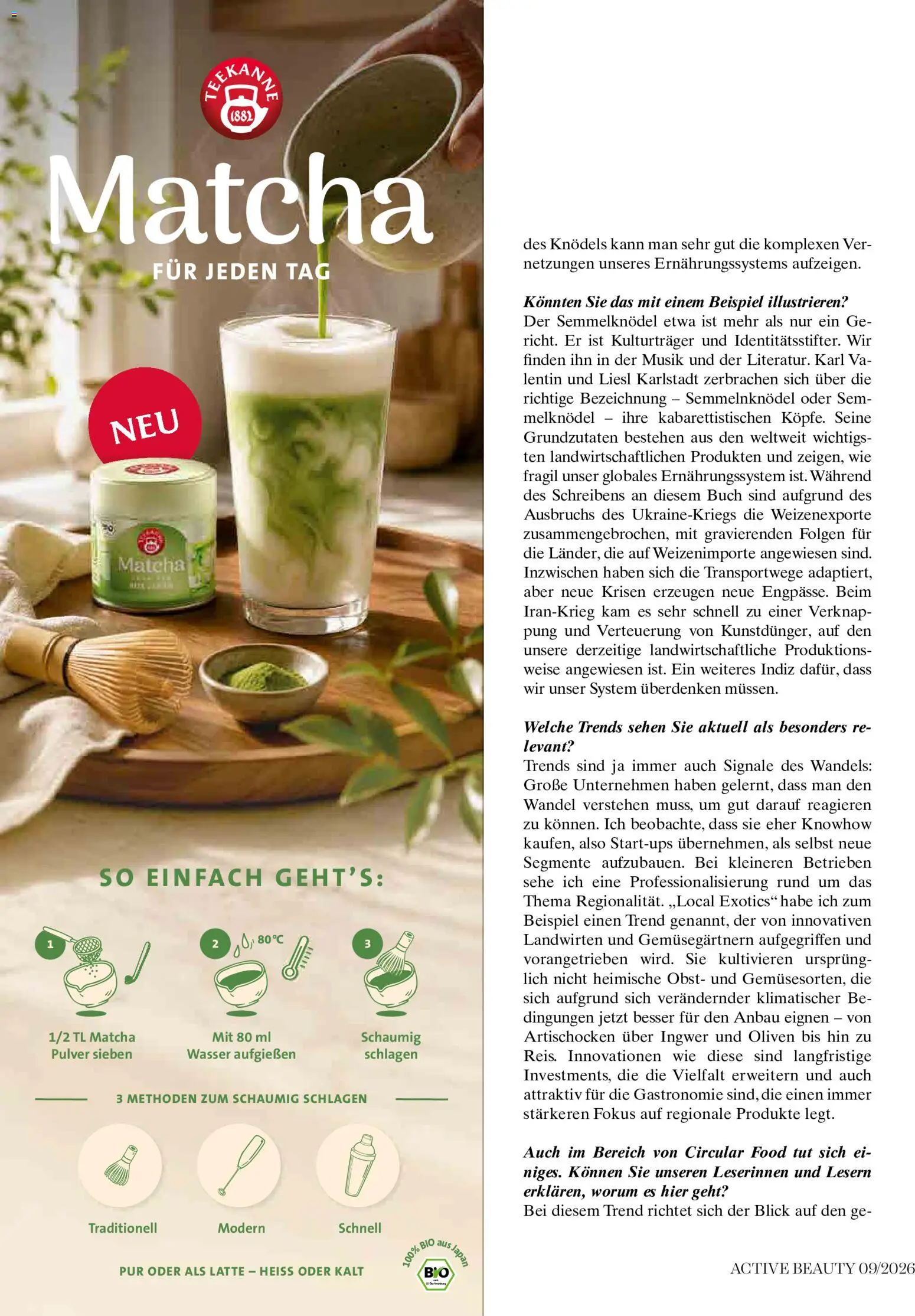 dm drogerie markt Active Beauty Magazin 09/2026 gültig ab 01.09.2026 | Seite: 82 | Produkte: Wasser, Obst, Matcha, Oliven