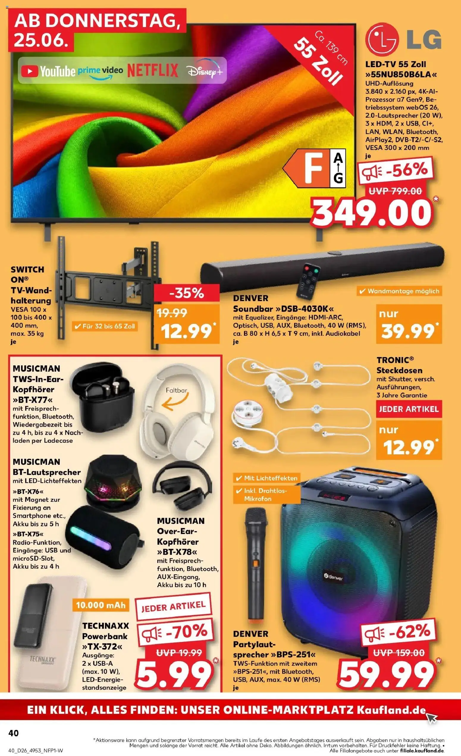 Kaufland Prospekt Wuppertal – gültig ab 22.06.2026 | Seite: 49 | Produkte: Soundbar, Powerbank, TV, Video