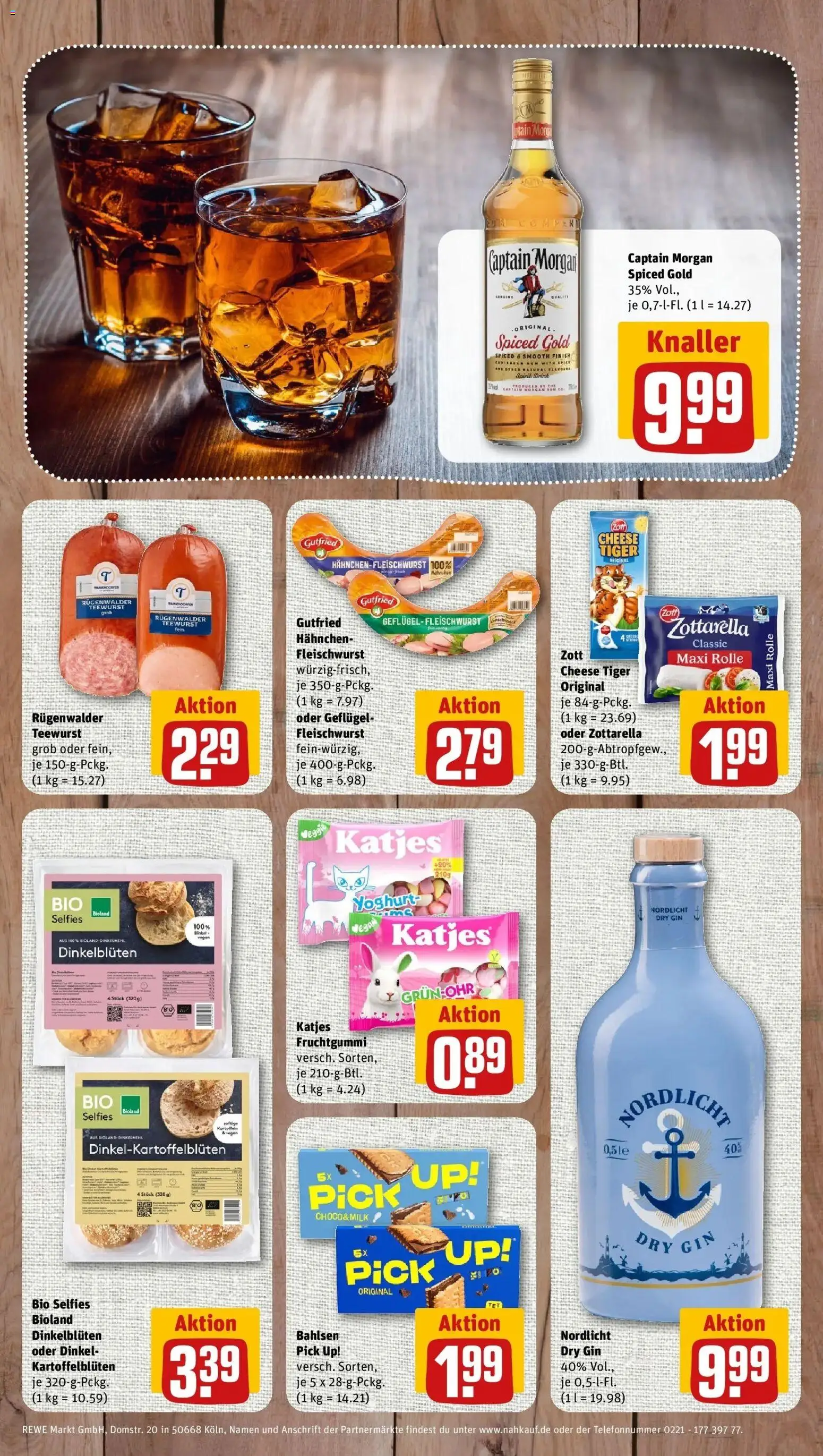 REWE Prospekt ab 19.10.2026 zum Blättern » Angebote | Seite: 8 | Produkte: Hahnchen, Katjes, Captain morgan, Gin