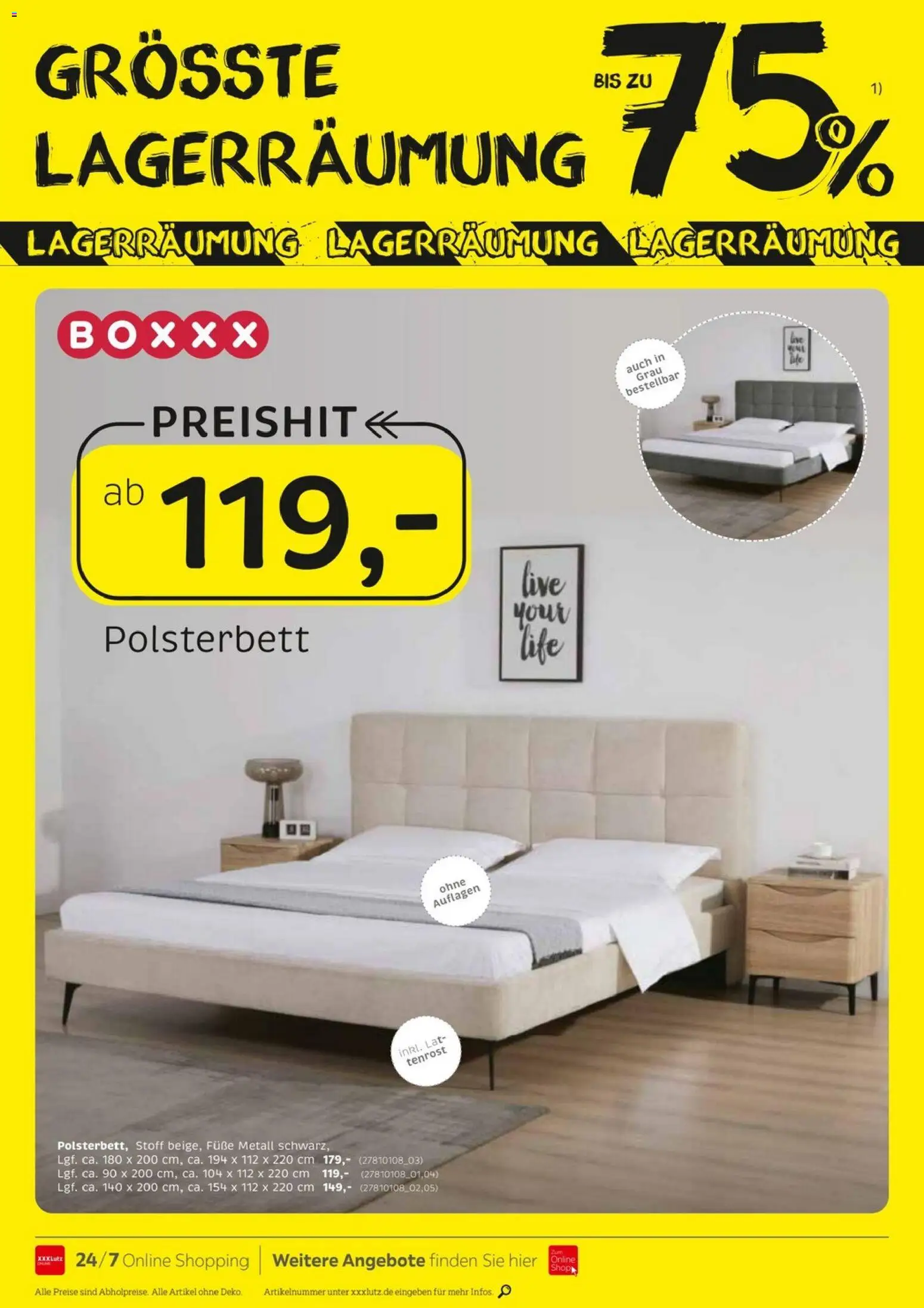 XXXLutz Größte Lagerräumung – gültig ab 12.09.2026 | Seite: 16 | Produkte: Polsterbett
