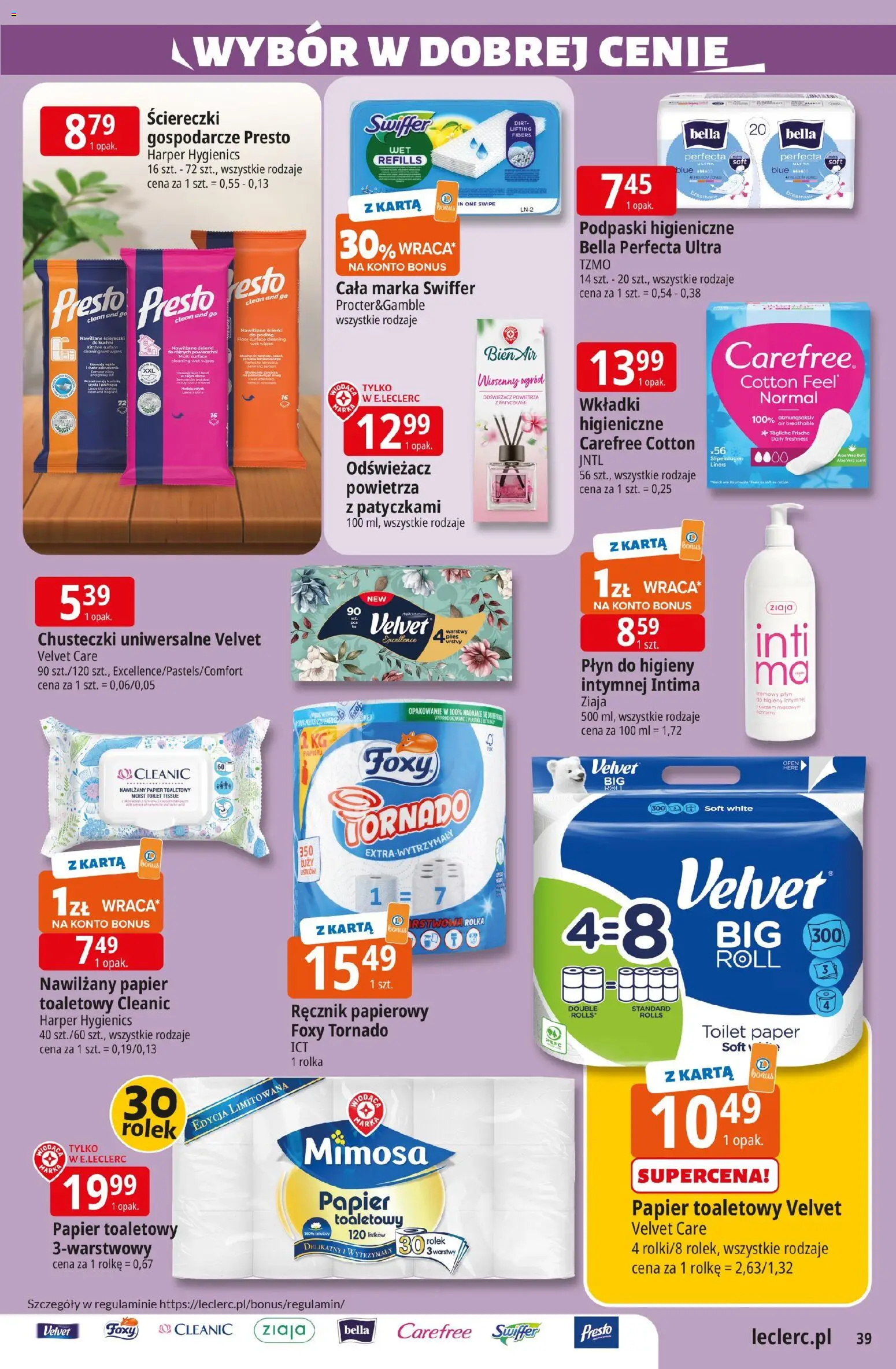 E.Leclerc gazetka - Radom od 10.03.2026 | Strona: 39 | Produkty: Odświeżacz, Karta, Odświeżacz powietrza, Ręcznik papierowy