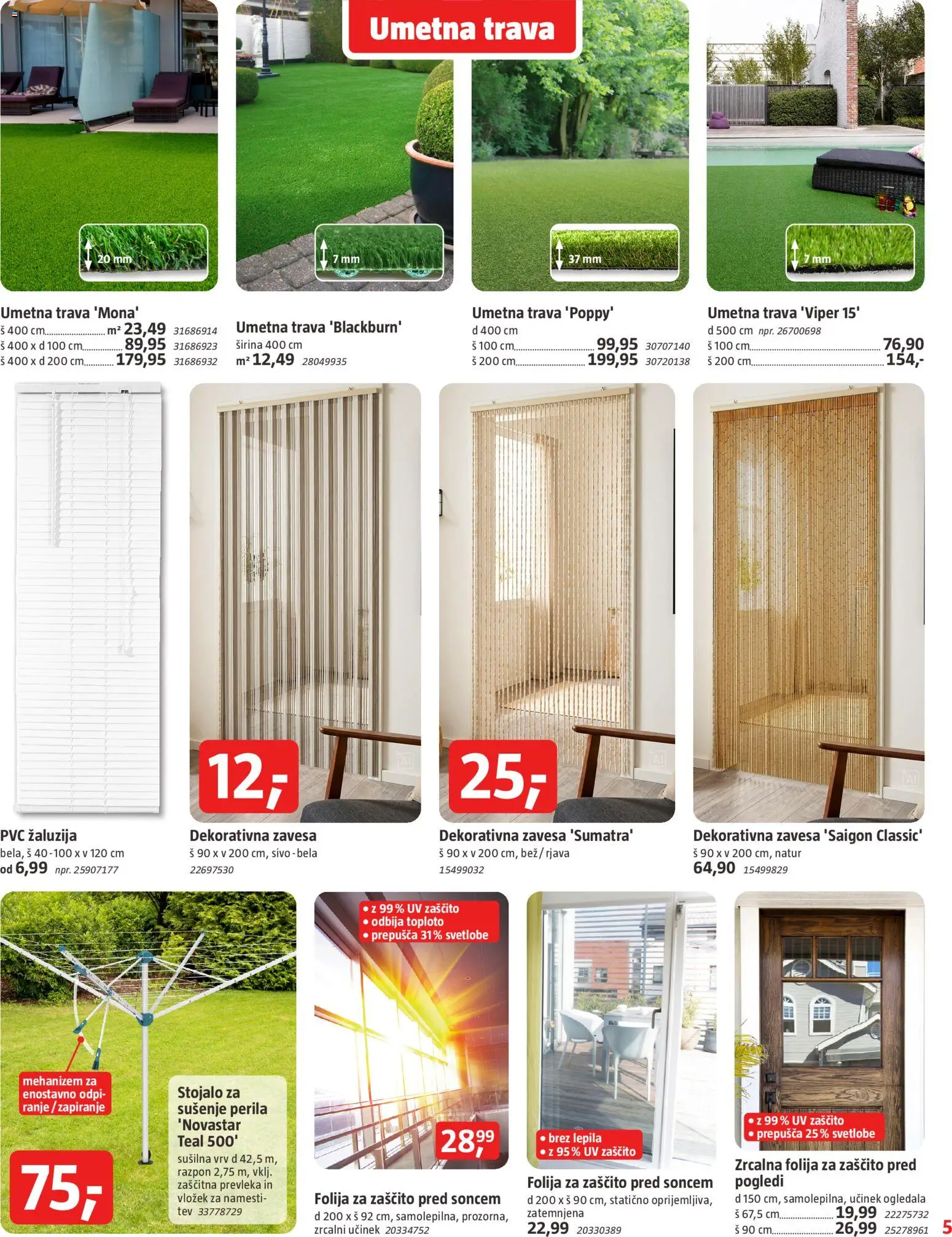 Novi Bauhaus katalog ponudbe – veljaven od 17.06.2026 | Stran: 5 | Izdelki: Prevleka, Umetna trava, Folija