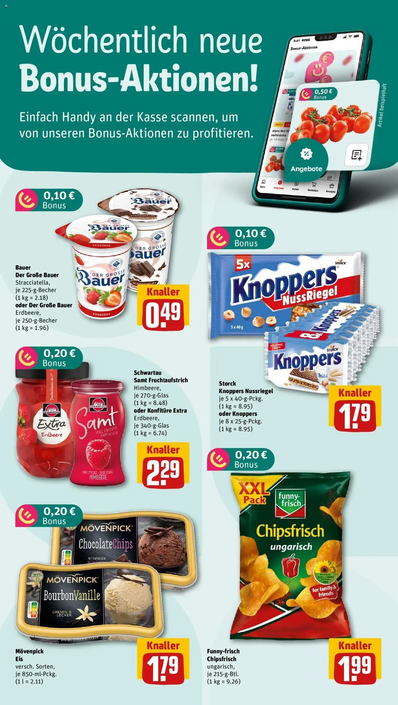 REWE Prospekt ab 28.09.2026 zum Blättern » Angebote | Seite: 4 | Produkte: Schwartau samt, Haferdrink, Alpro, Knoppers