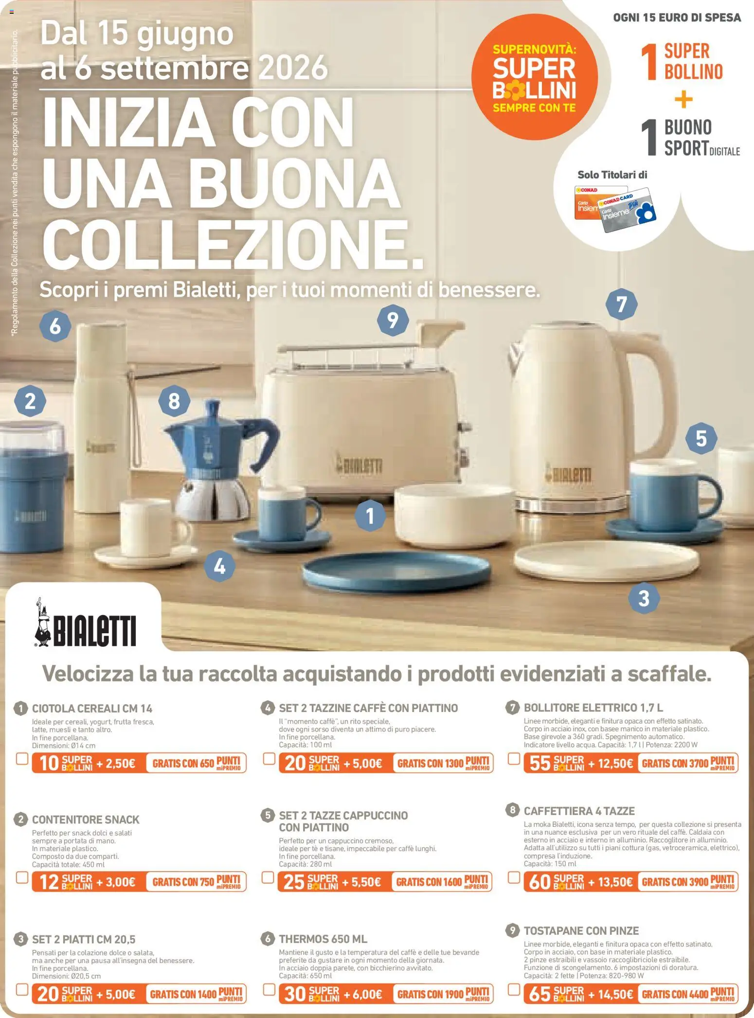 Volantino Conad del 26/08/2026 | Pagina: 16 | Prodotti: Muesli, Cappuccino, Cereali, Ciotola